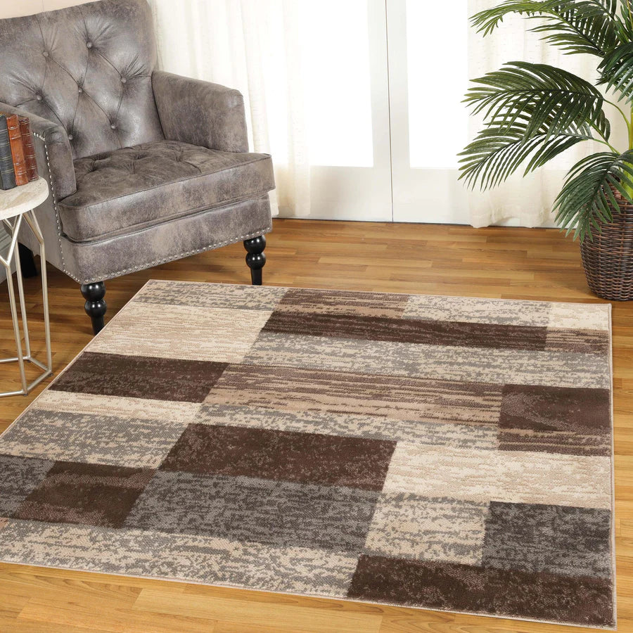 Rockwood Contemporary Geometric Patchwork Indoor Area Rug or Runner - Omnigoodsstore