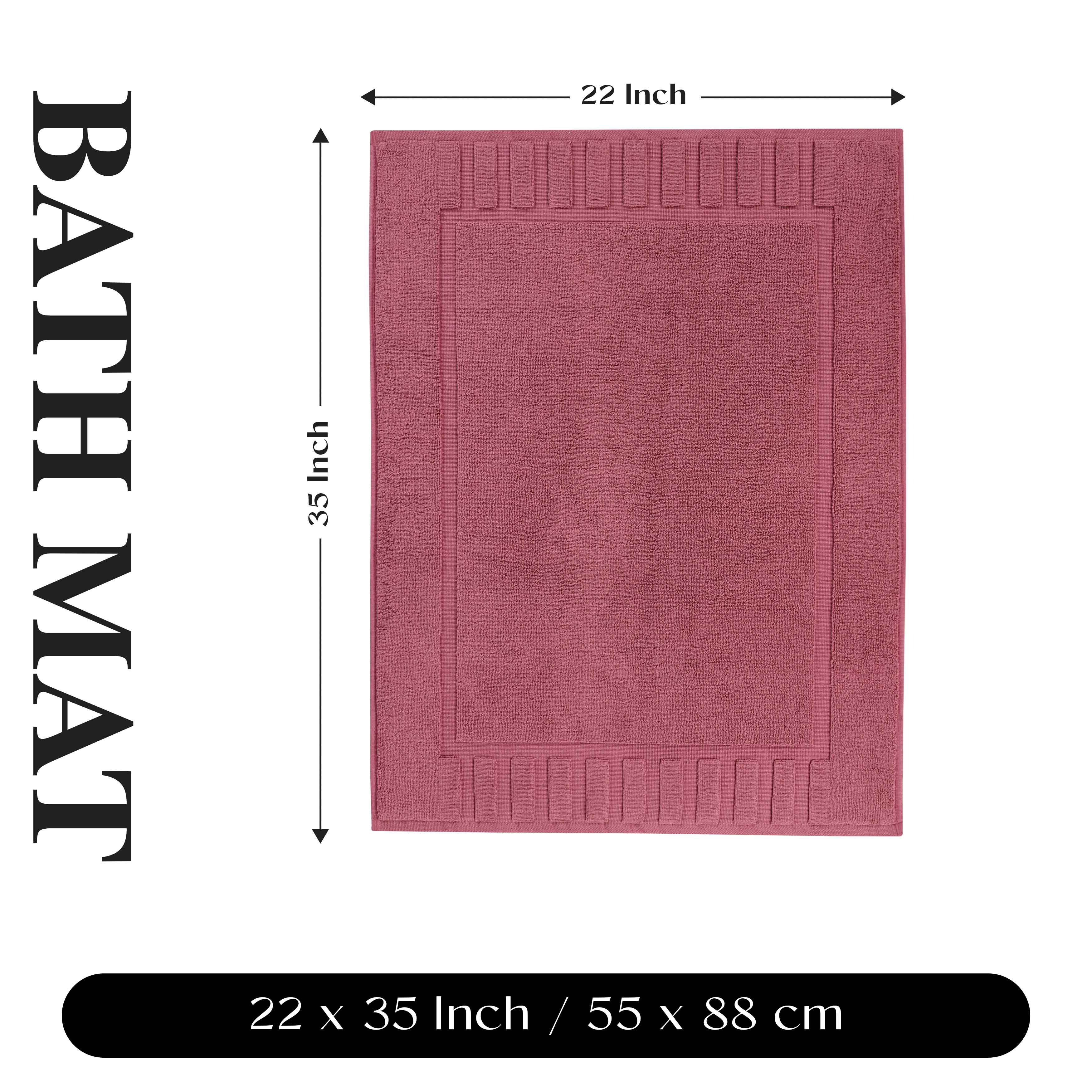 Leo Cotton Solid Modern Geometric Border Absorbent Bath Mat, Set of 2 - Omnigoodsstore