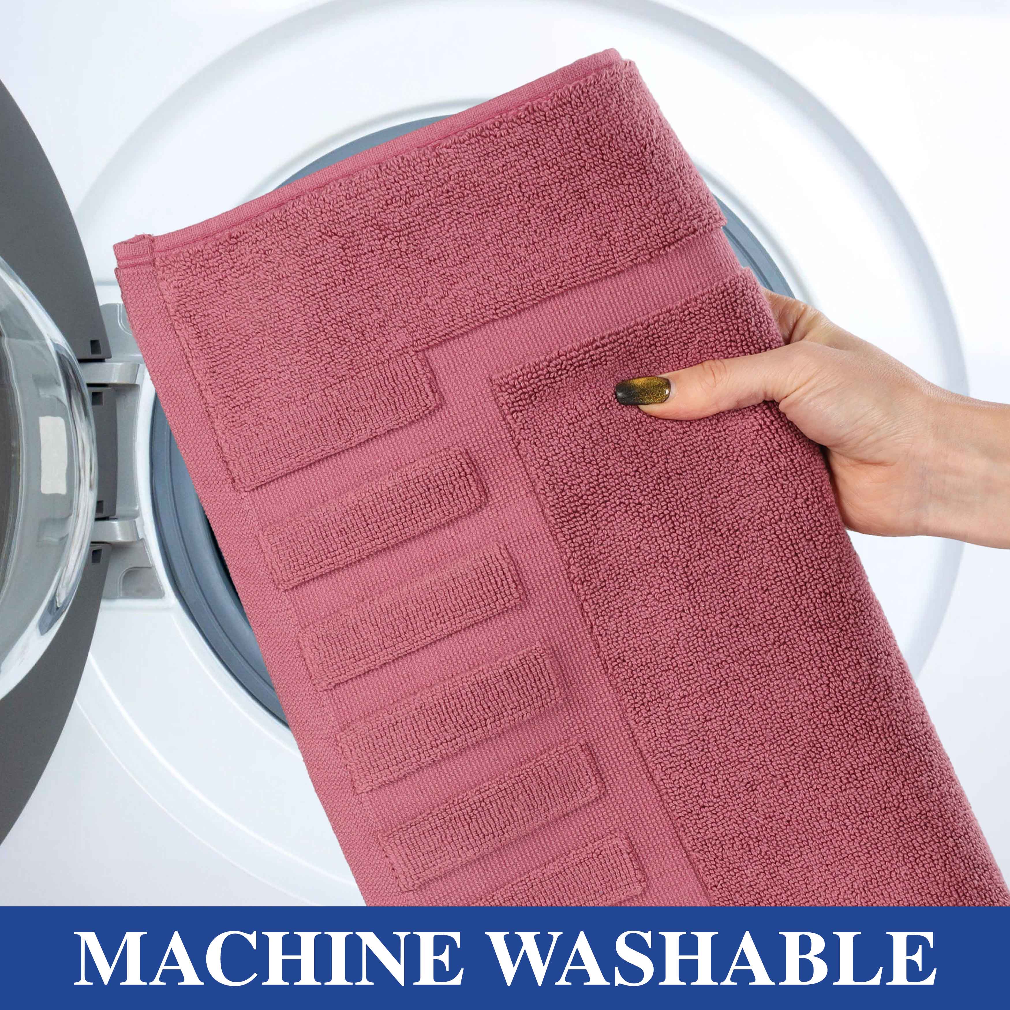 Leo Cotton Solid Modern Geometric Border Absorbent Bath Mat, Set of 2 - Omnigoodsstore