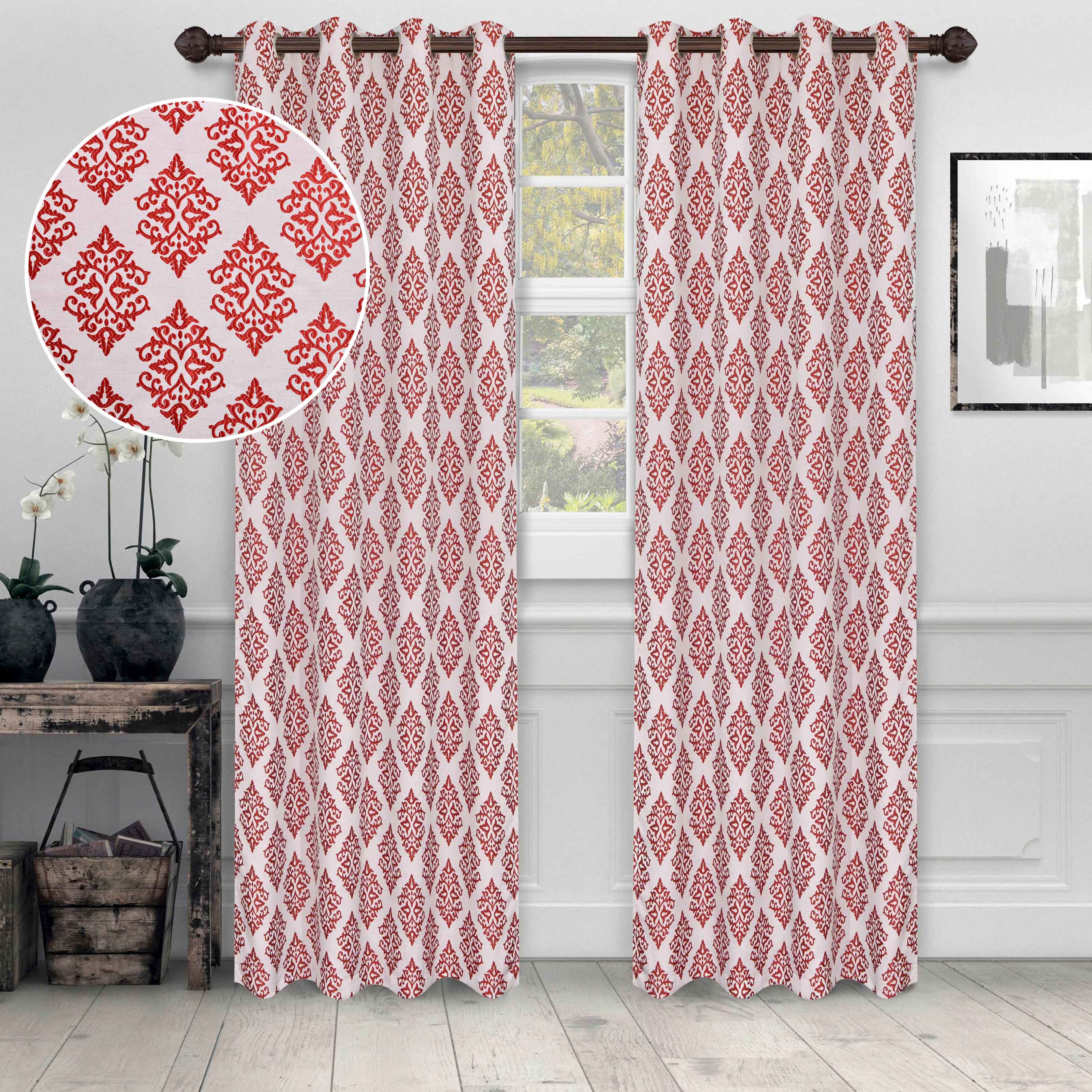 Venetian Damask Jacquard Curtain Panels, Set of 2 - Omnigoodsstore
