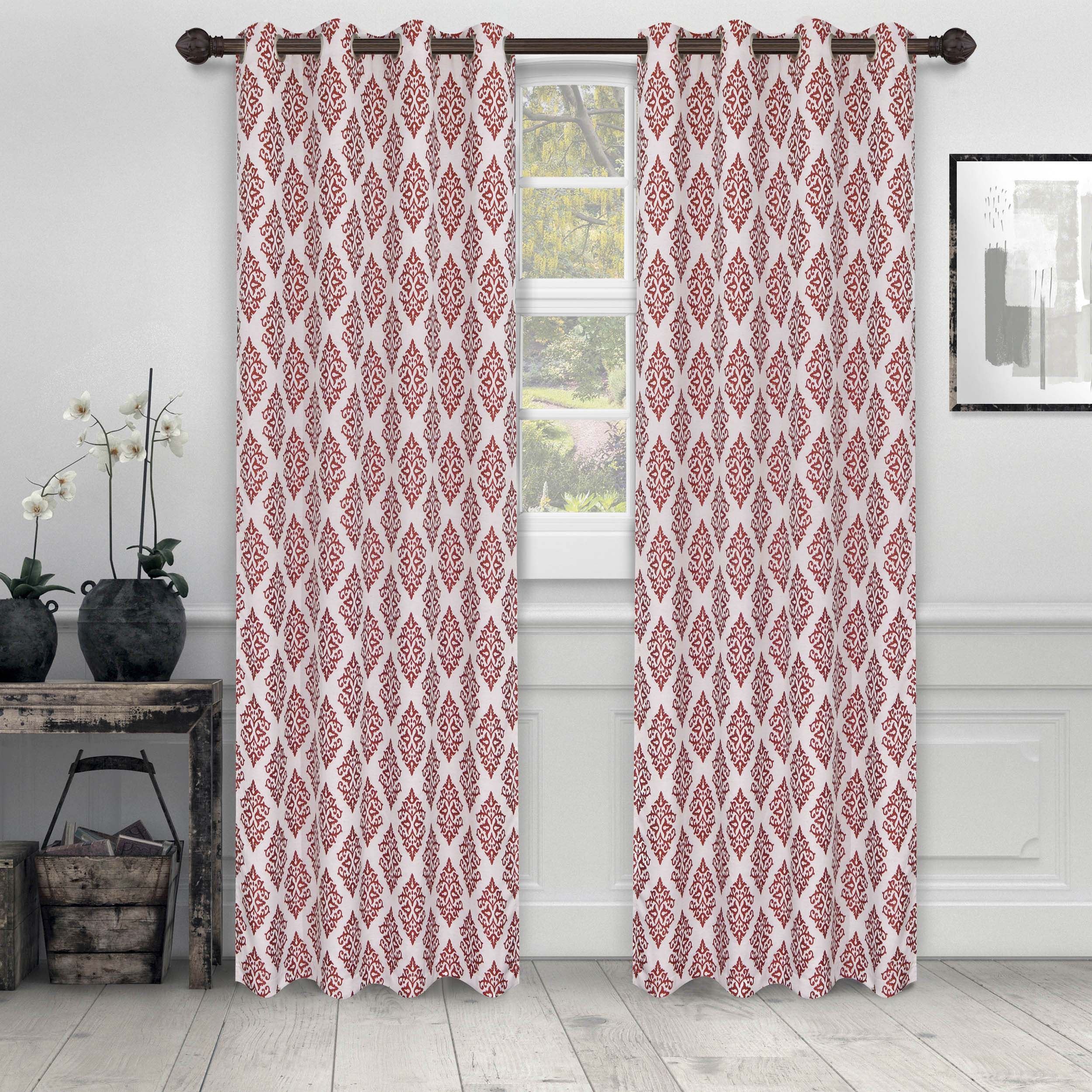 Venetian Damask Jacquard Curtain Panels, Set of 2 - Omnigoodsstore