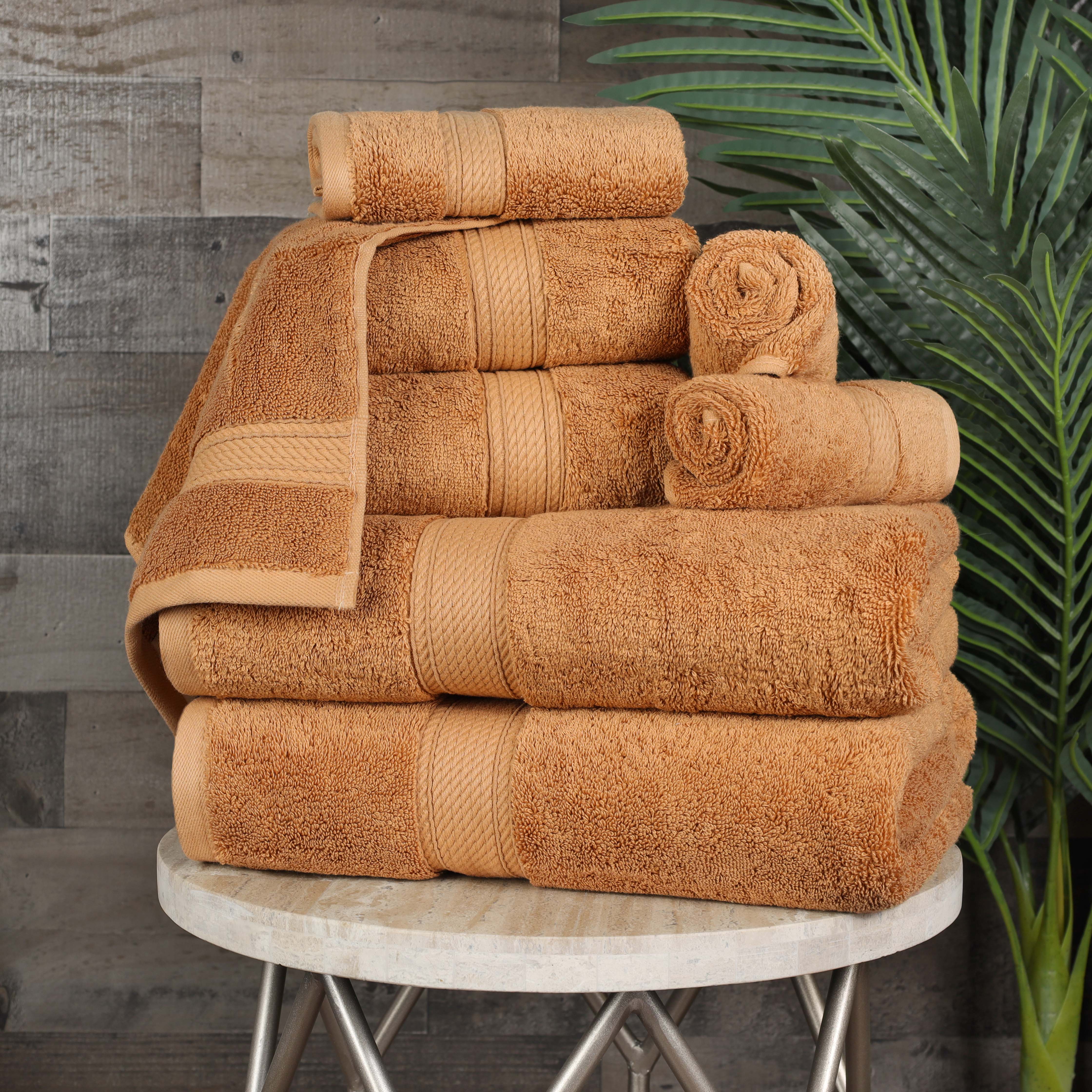 Egyptian Cotton Pile Plush Heavyweight Luxury Soft 8-Piece Towel Set - Omnigoodsstore