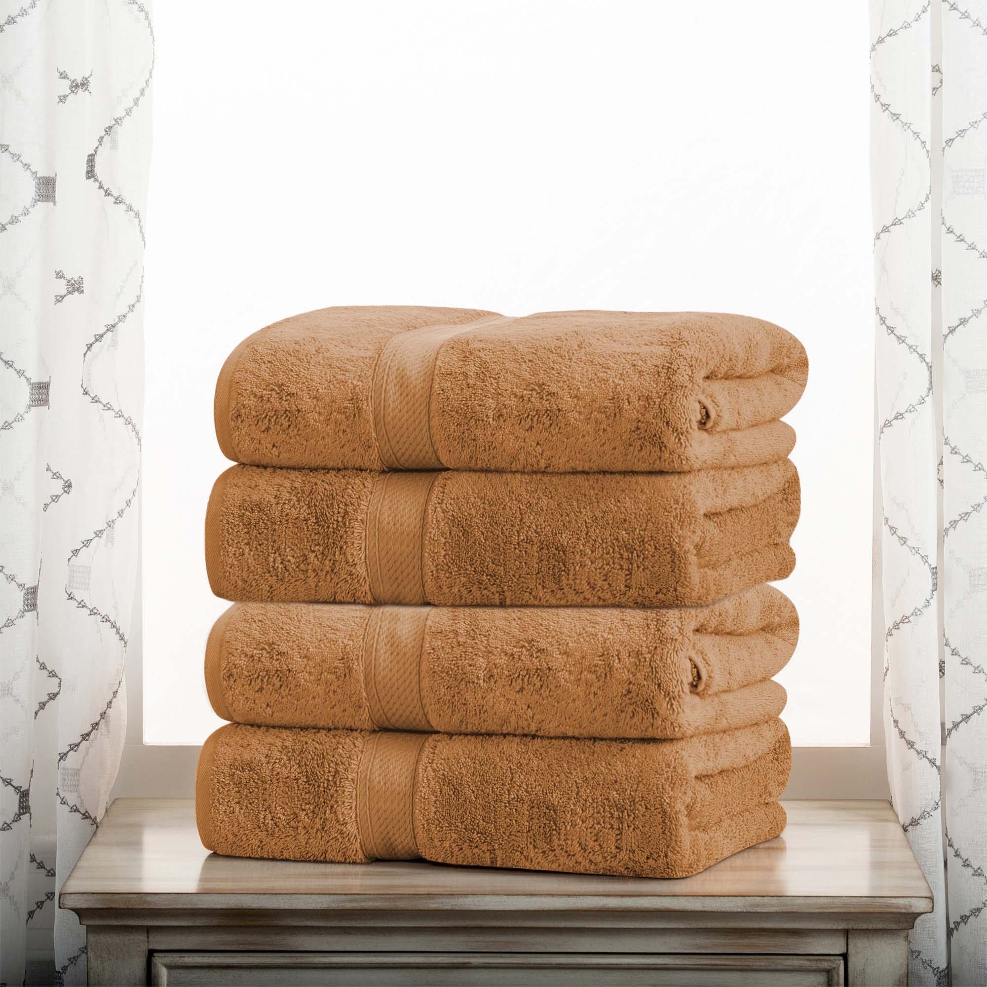 Egyptian Cotton Pile Plush Heavyweight Soft 4 Piece Bath Towel Set - Omnigoodsstore