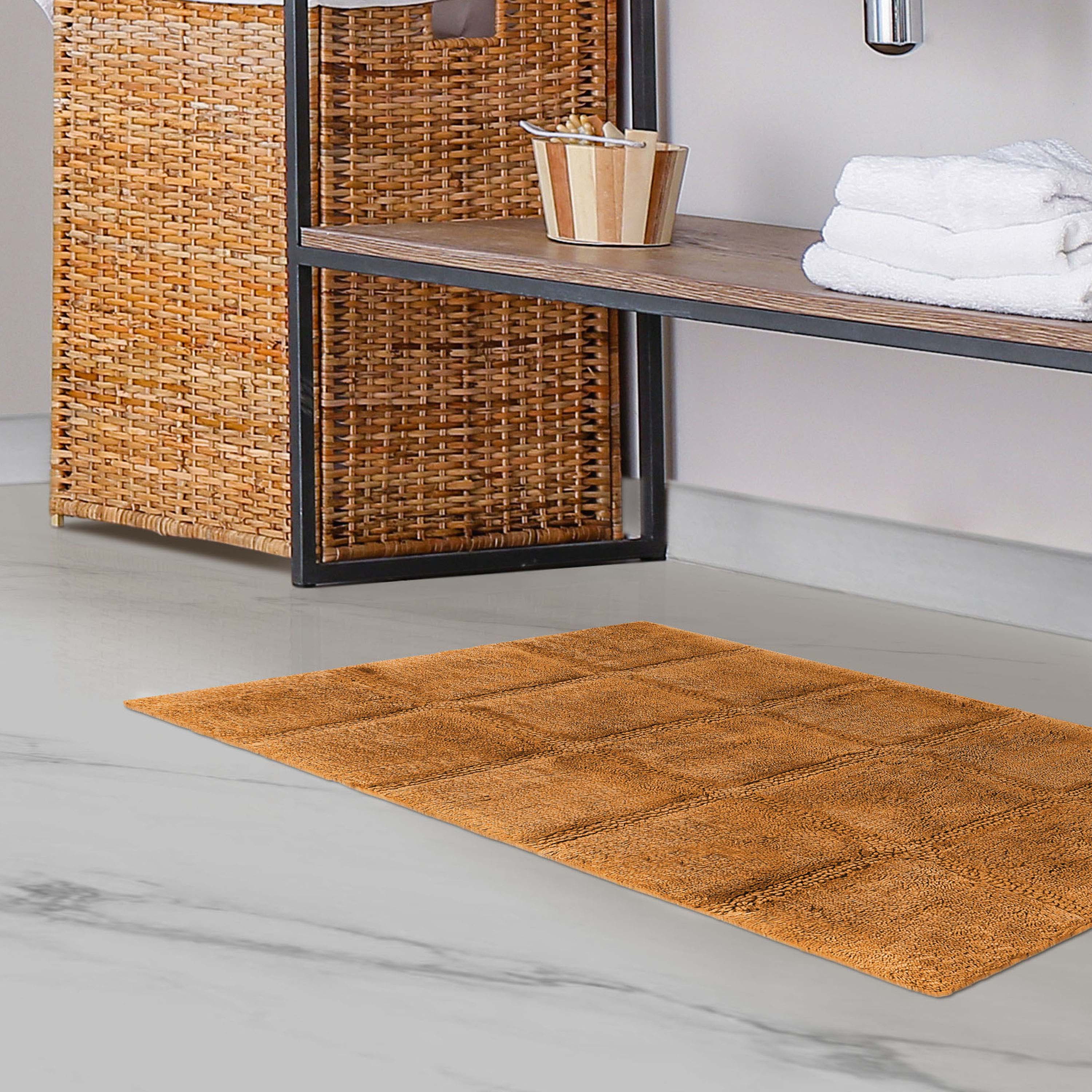 Solid Cotton 2 Piece Checkered Non Slip Bath Rug Set - Omnigoodsstore