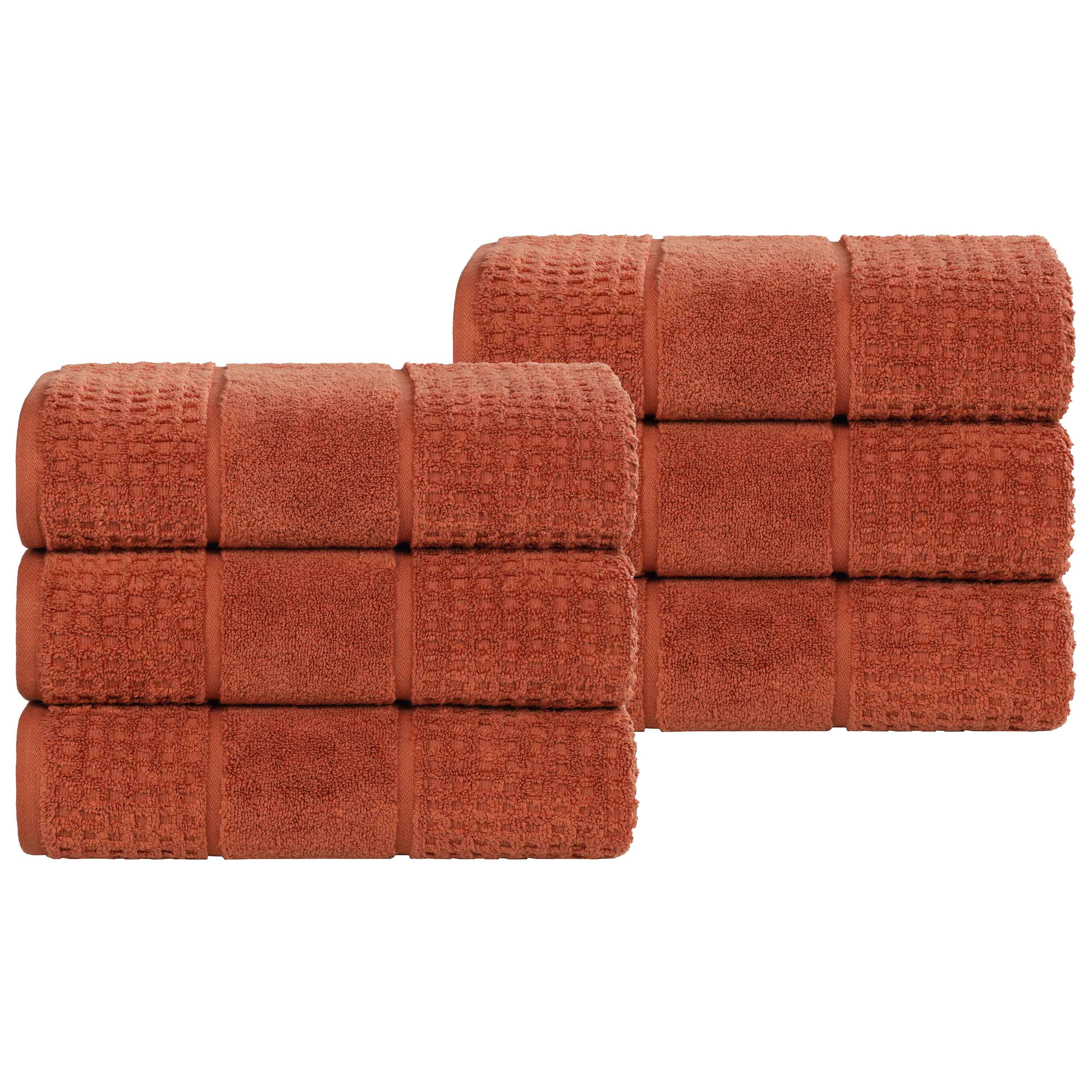 Zero Twist Cotton Waffle Honeycomb Soft Absorbent Hand Towel Set of 6 - Omnigoodsstore