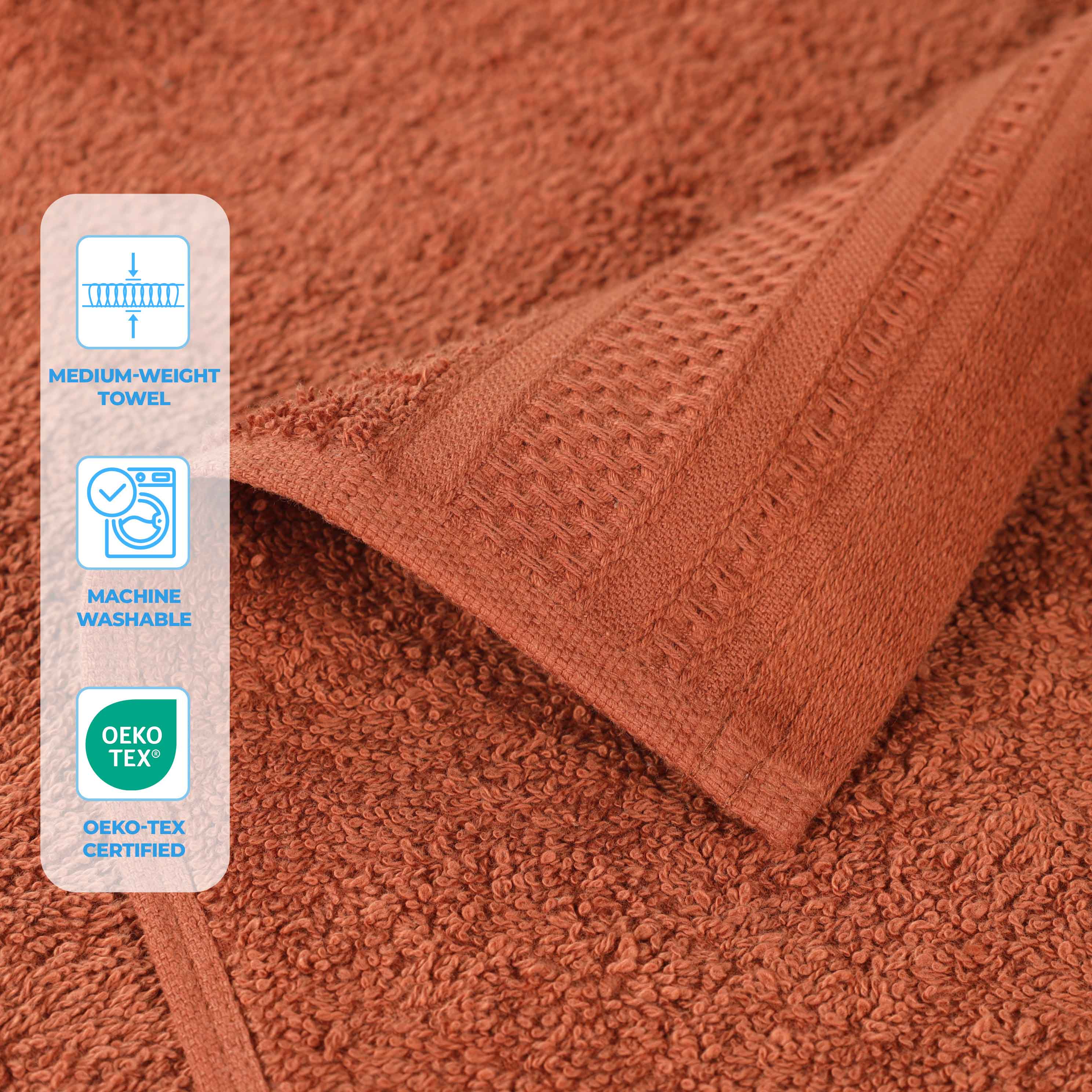 Honeycomb Textured Waffle Border Luxury Cotton Hand Towels, Set of 6 - Omnigoodsstore