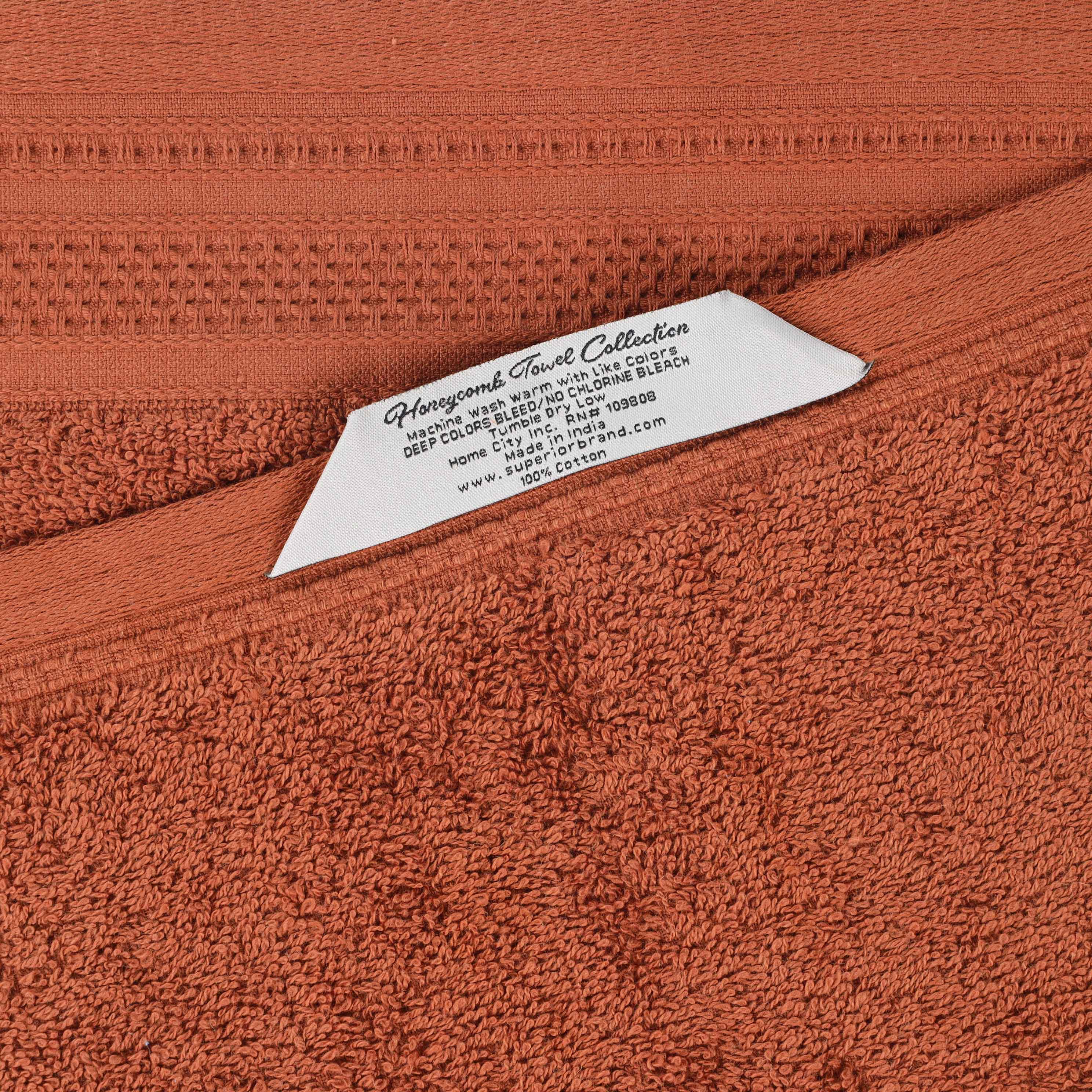 Honeycomb Textured Waffle Border Luxury Cotton Face Towels, Set of 12 - Omnigoodsstore