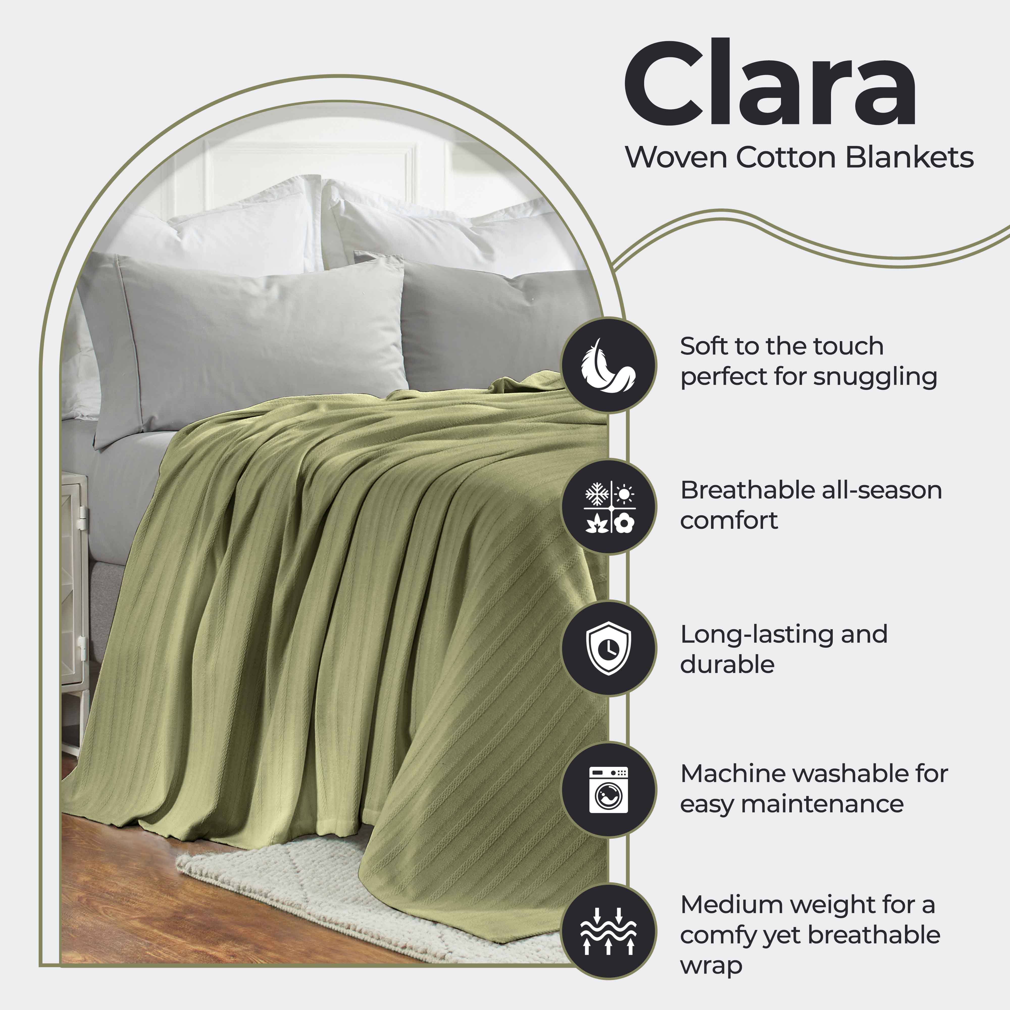 Clara Cotton Textured Striped Lightweight Woven Blanket - Omnigoodsstore