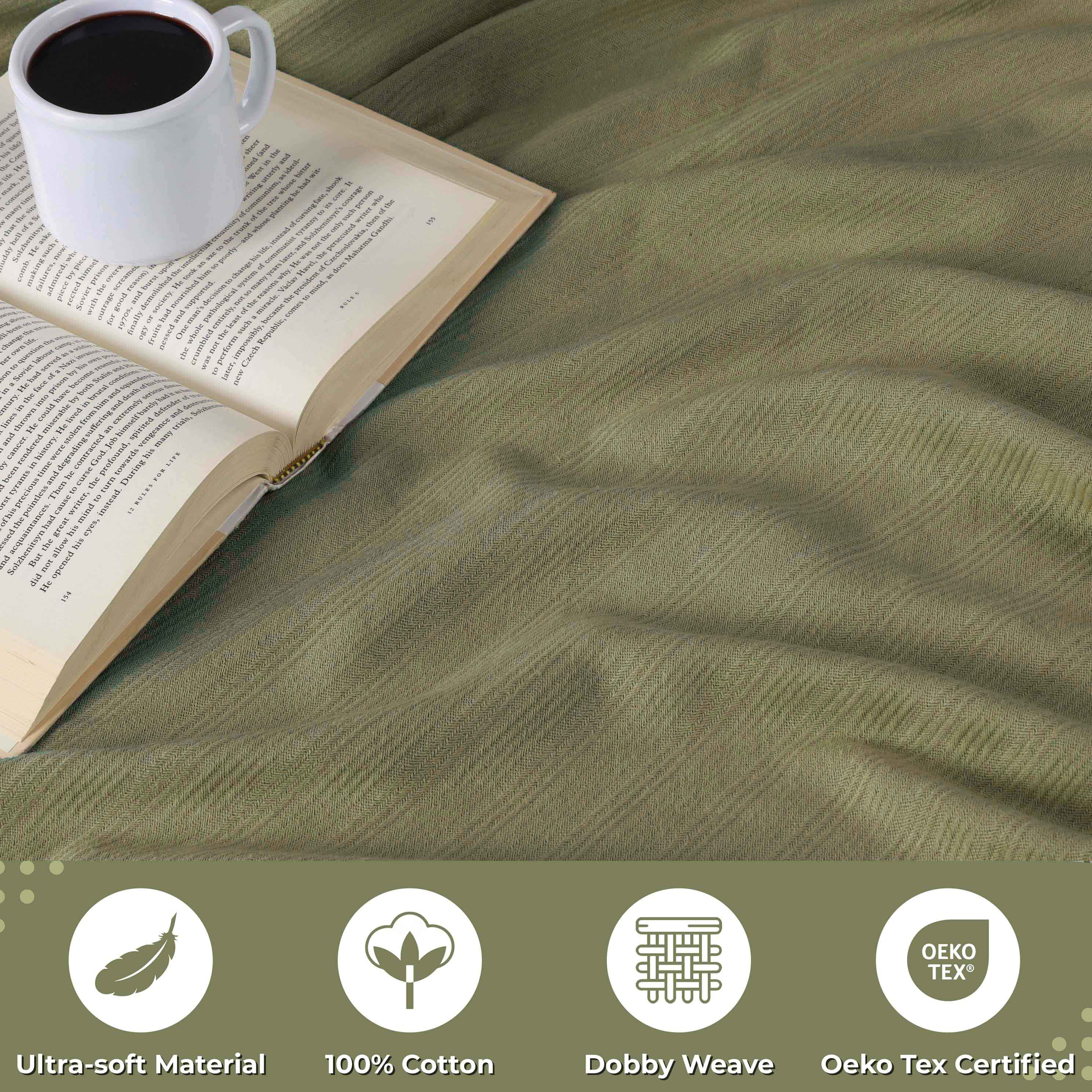 Milan Cotton Textured Striped Lightweight Woven Blanket - Omnigoodsstore