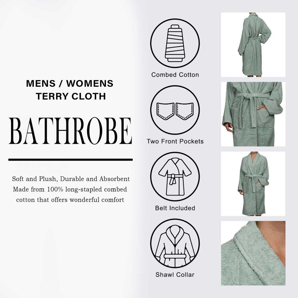 Cotton Ultra Soft Terry Adult Unisex Lightweight Luxury Bathrobe - Omnigoodsstore