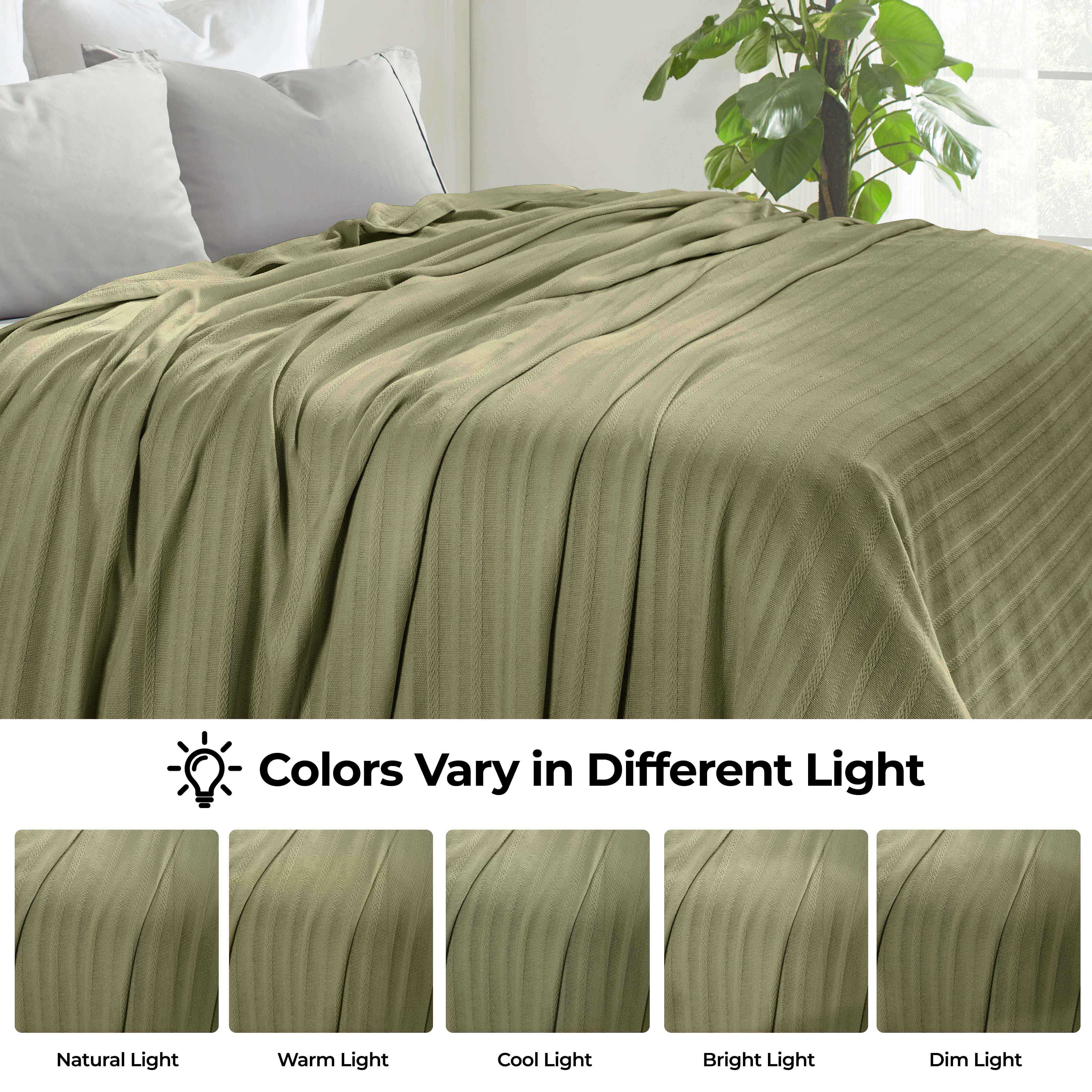 Clara Cotton Textured Striped Lightweight Woven Blanket - Omnigoodsstore