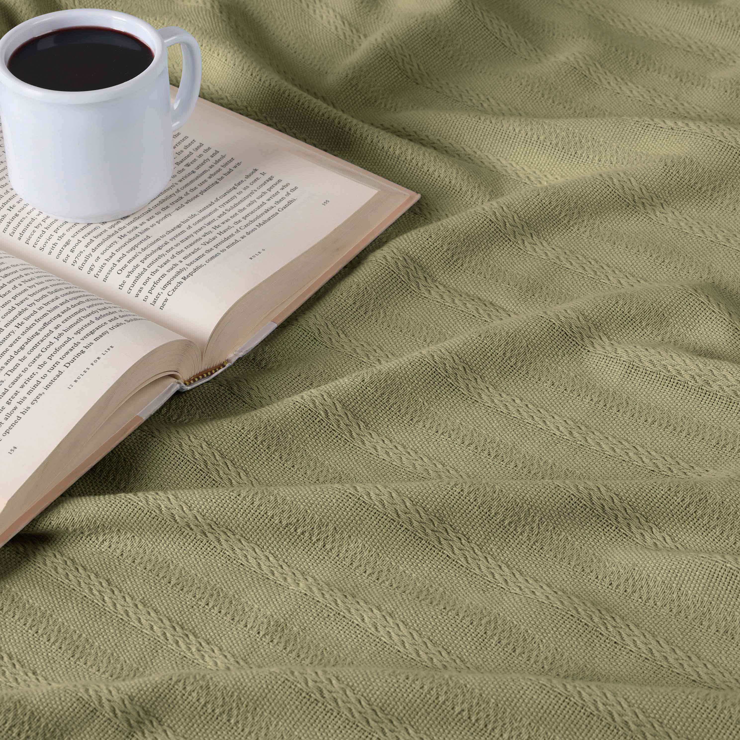 Clara Cotton Textured Striped Lightweight Woven Blanket - Omnigoodsstore