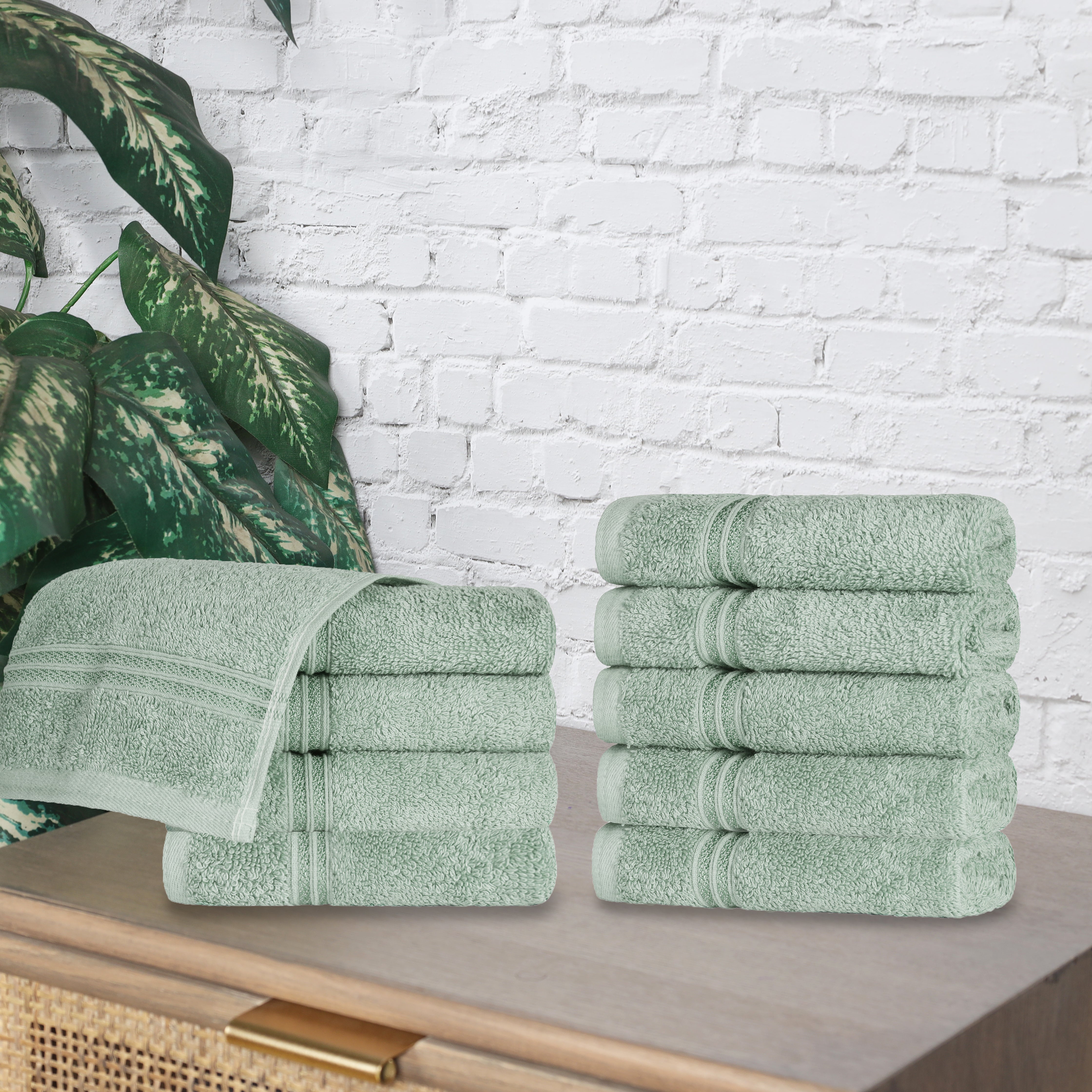 Egyptian Cotton Solid Face Towel Set of 10 - Omnigoodsstore