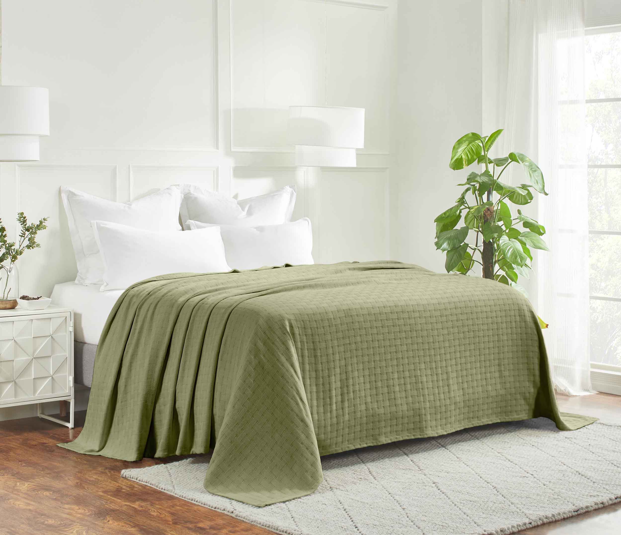 Basketweave All Season Cotton Bed Blanket & Sofa Throw - Omnigoodsstore