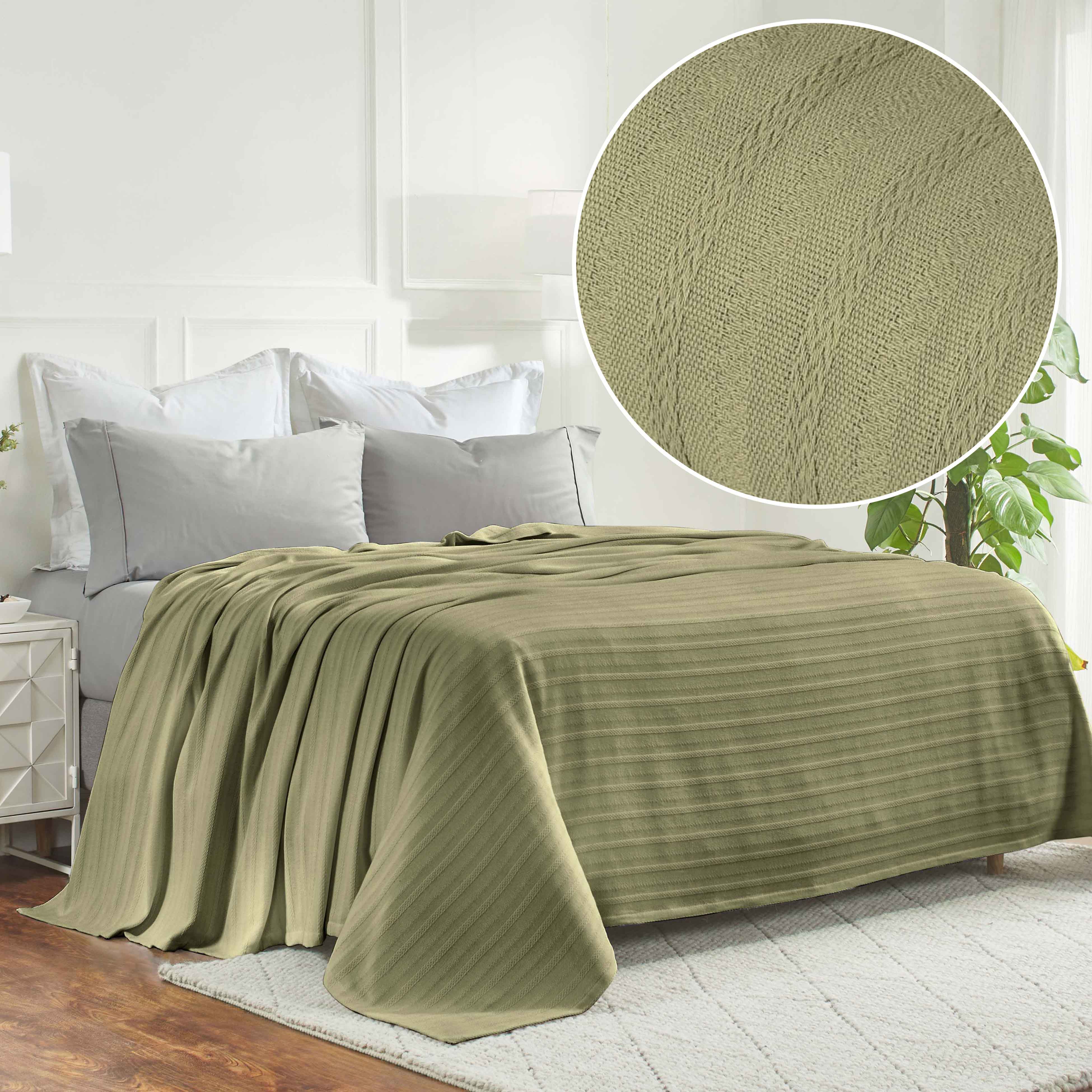 Clara Cotton Textured Striped Lightweight Woven Blanket - Omnigoodsstore