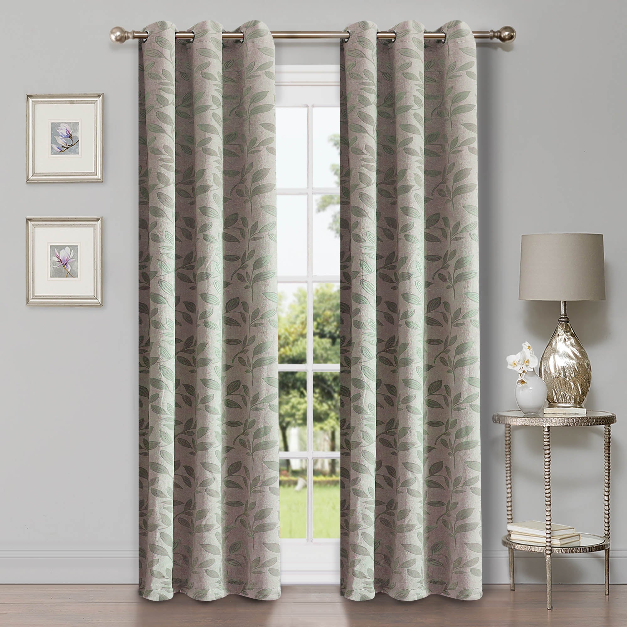 Leaves Machine Washable Room Darkening Blackout Curtains, Set of 2 - Omnigoodsstore