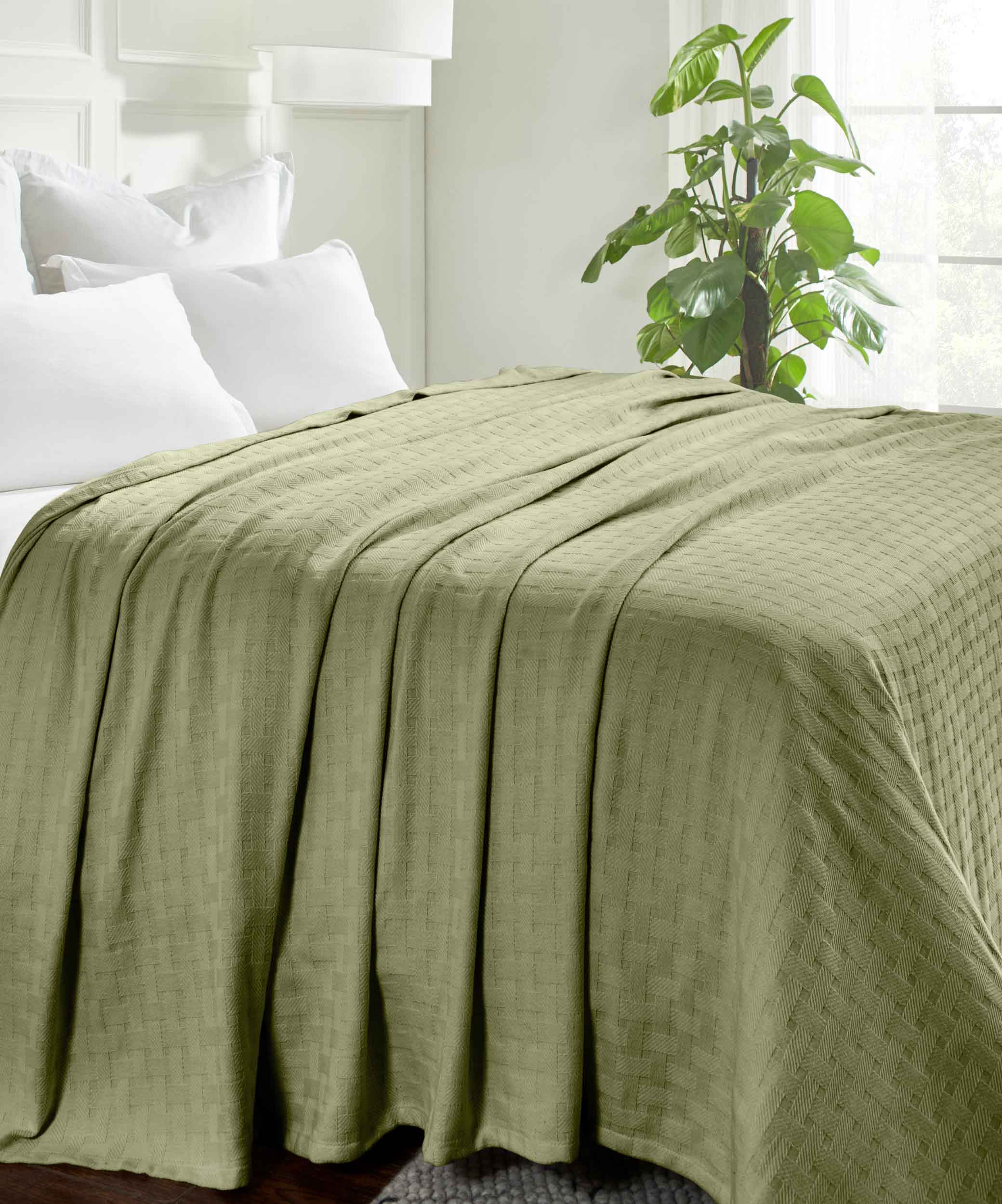 Basketweave All Season Cotton Bed Blanket & Sofa Throw - Omnigoodsstore
