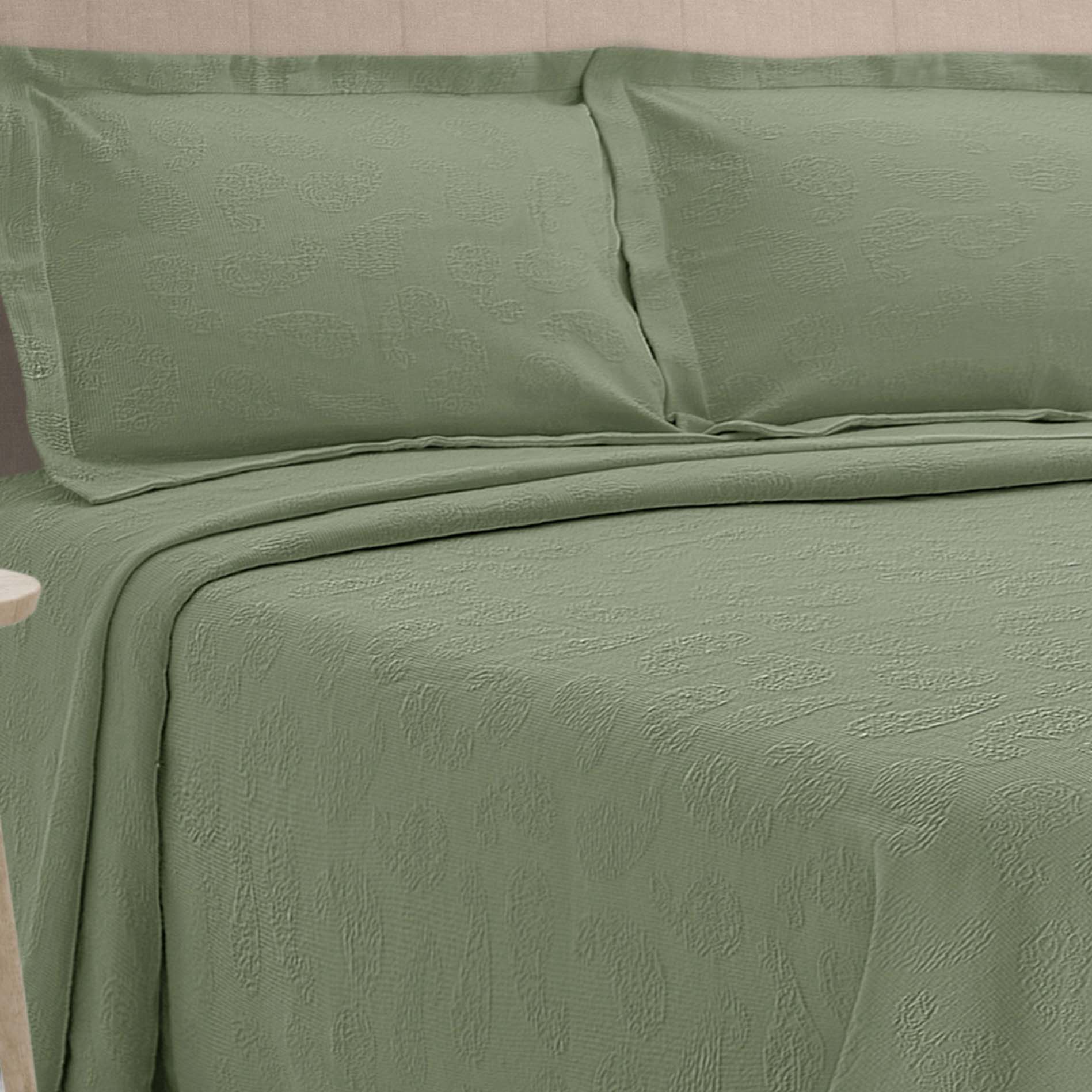 Jacquard Matelassé Paisley Floral Cotton Bedspread Set - Omnigoodsstore