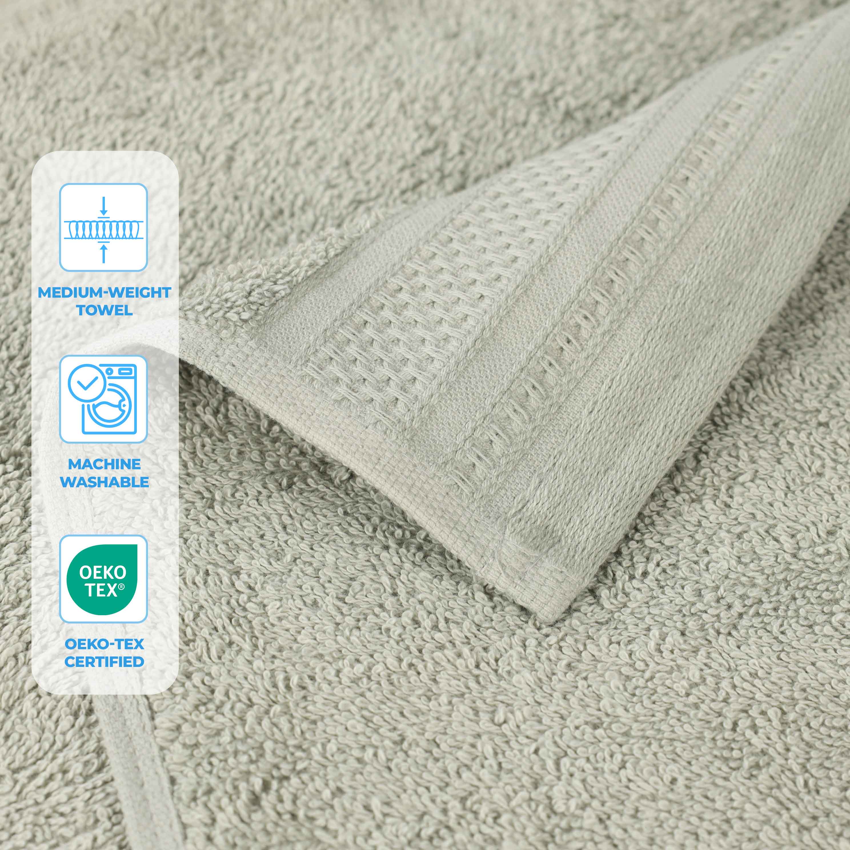 Honeycomb Textured Waffle Border Luxury Cotton Face Towels, Set of 12 - Omnigoodsstore