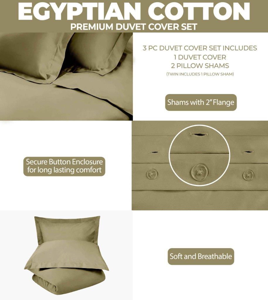 Egyptian Cotton 300 Thread Count Solid Duvet Cover Set - Omnigoodsstore