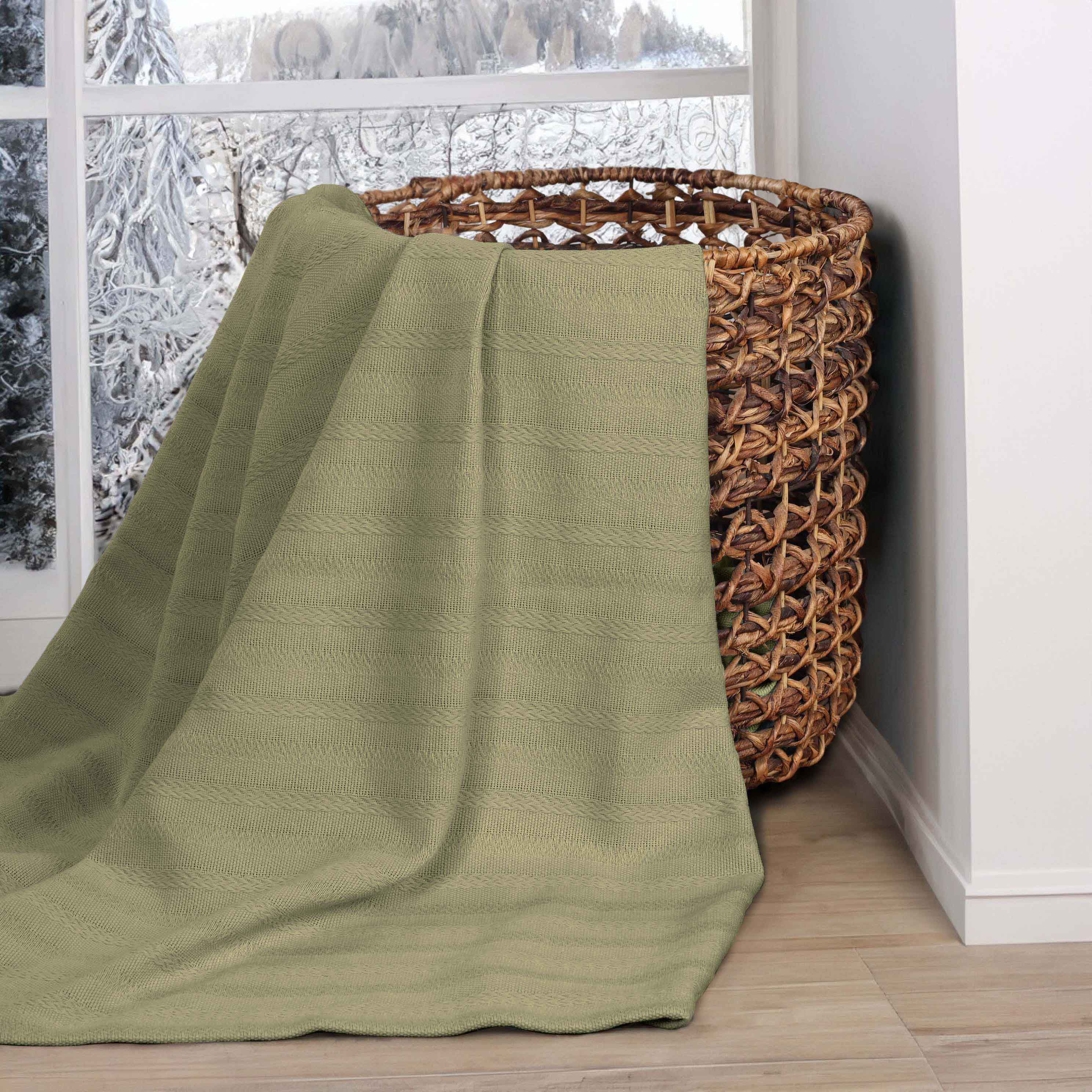 Clara Cotton Textured Striped Lightweight Woven Blanket - Omnigoodsstore