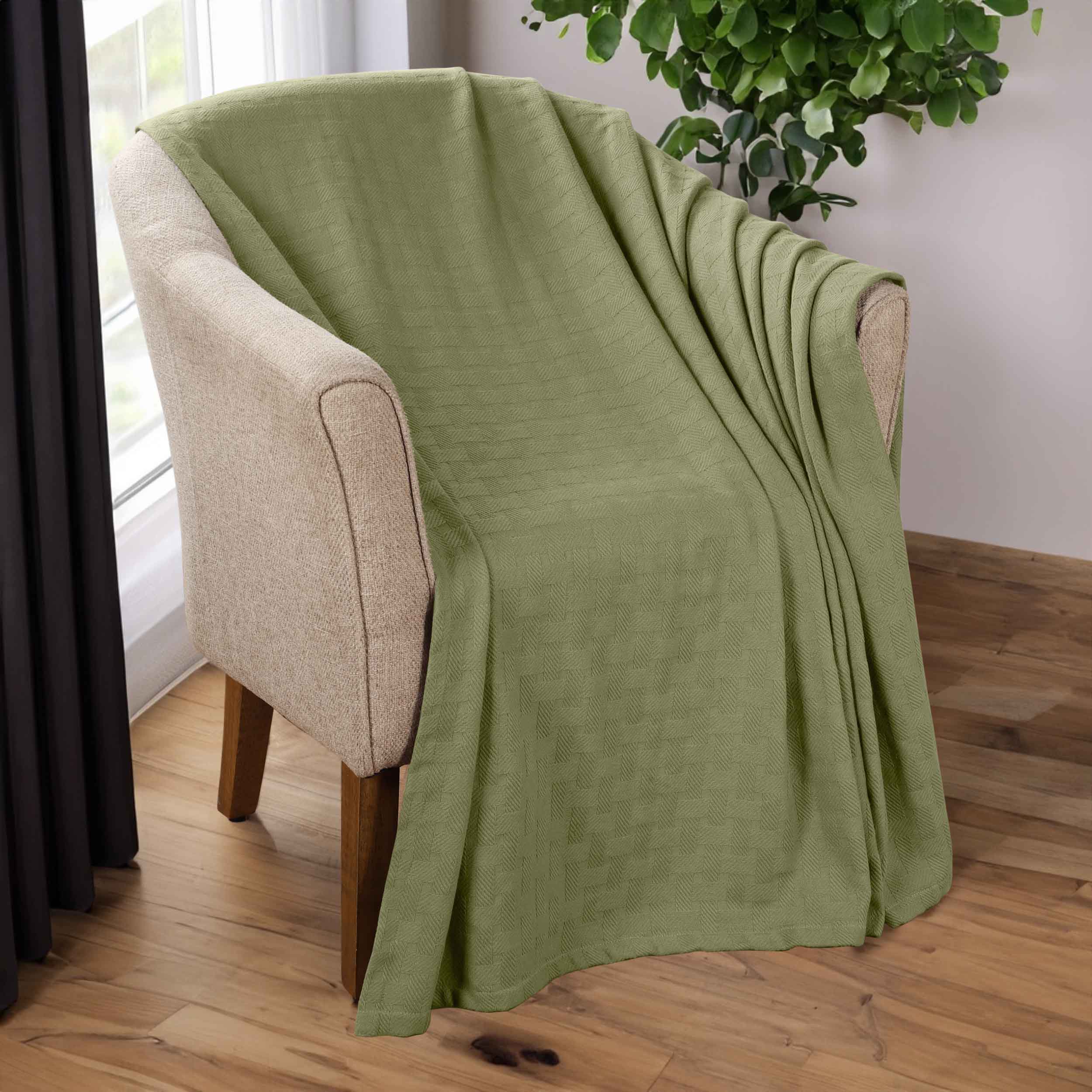 Basketweave All Season Cotton Bed Blanket & Sofa Throw - Omnigoodsstore
