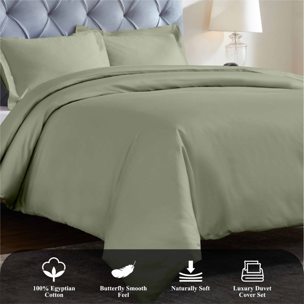 1200 Thread Count Egyptian Solid Cotton Duvet Cover Set - Omnigoodsstore