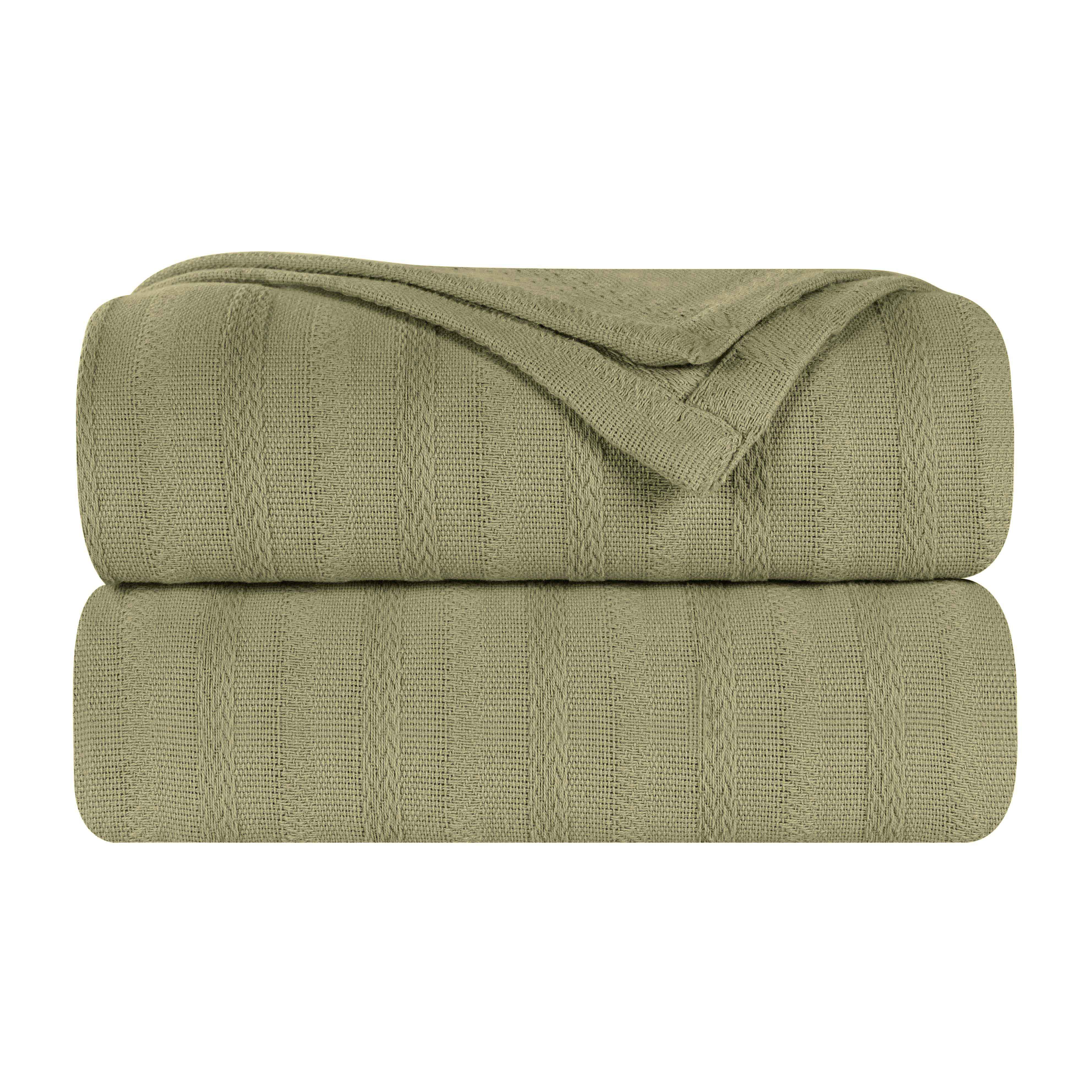 Clara Cotton Textured Striped Lightweight Woven Blanket - Omnigoodsstore