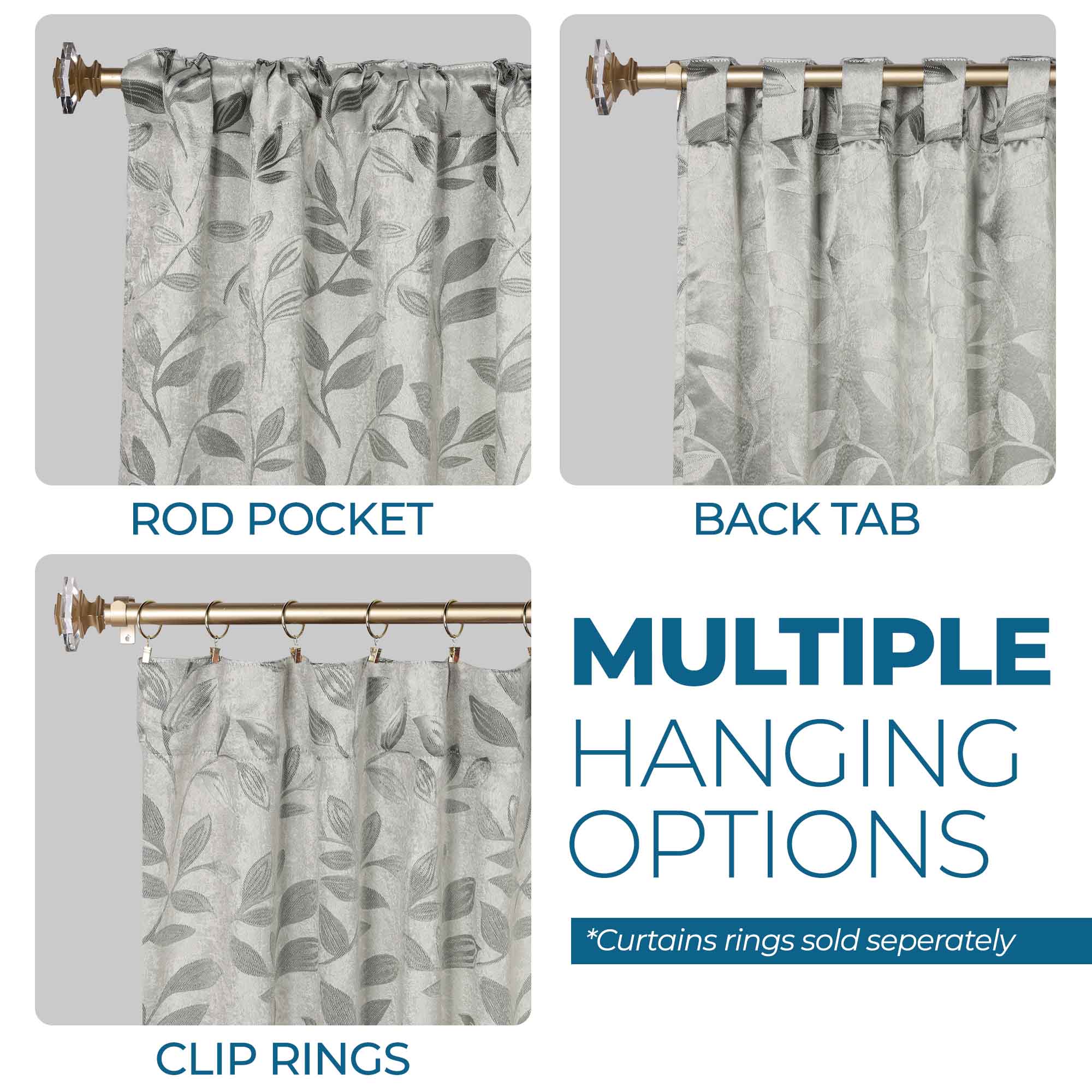 Superior Leaves Room Darkening Back Tab Blackout Curtains Panel Set - Omnigoodsstore