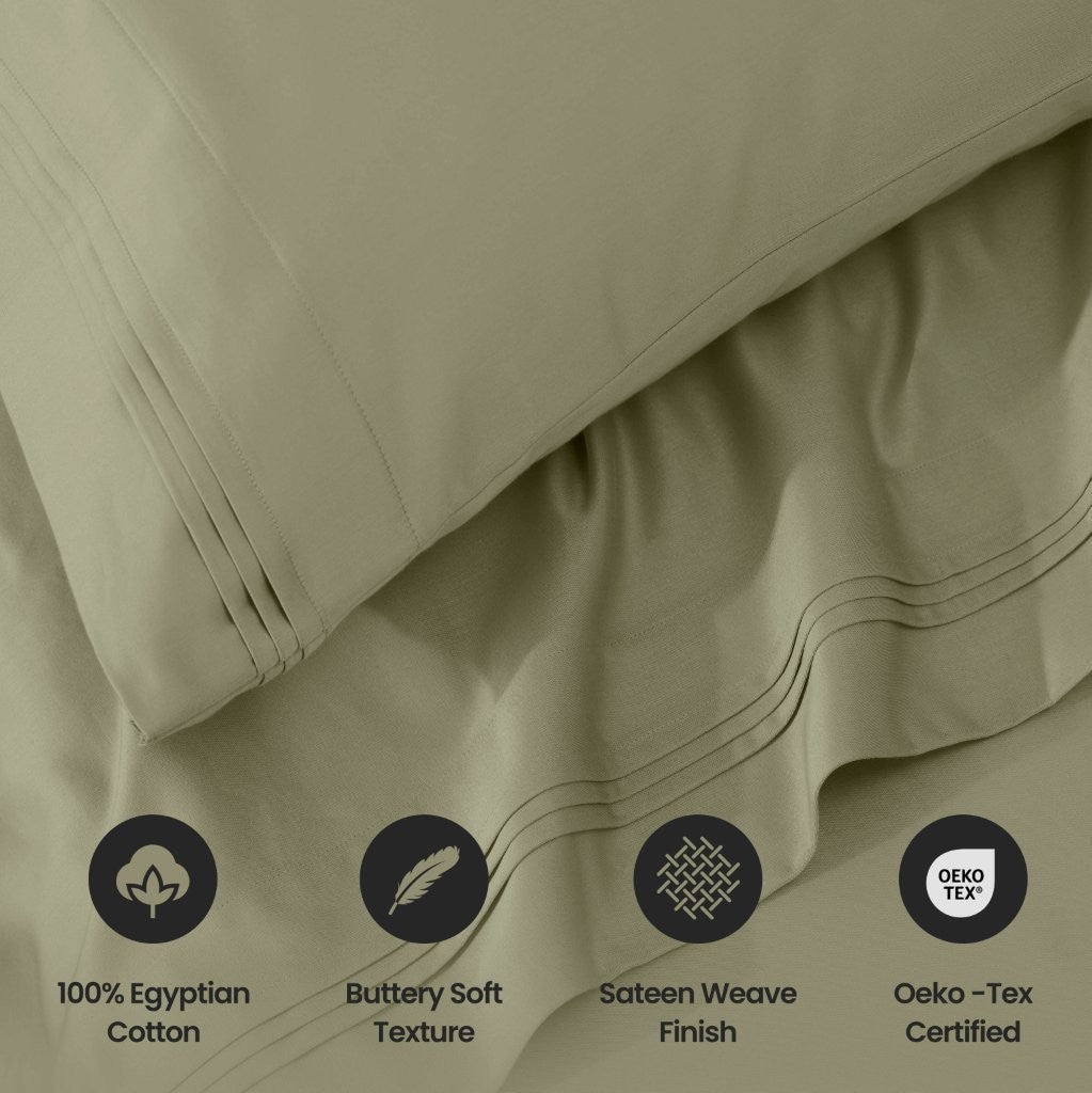 1000 Thread Count Egyptian Cotton Bed Sheet Set Olympic Queen - Omnigoodsstore