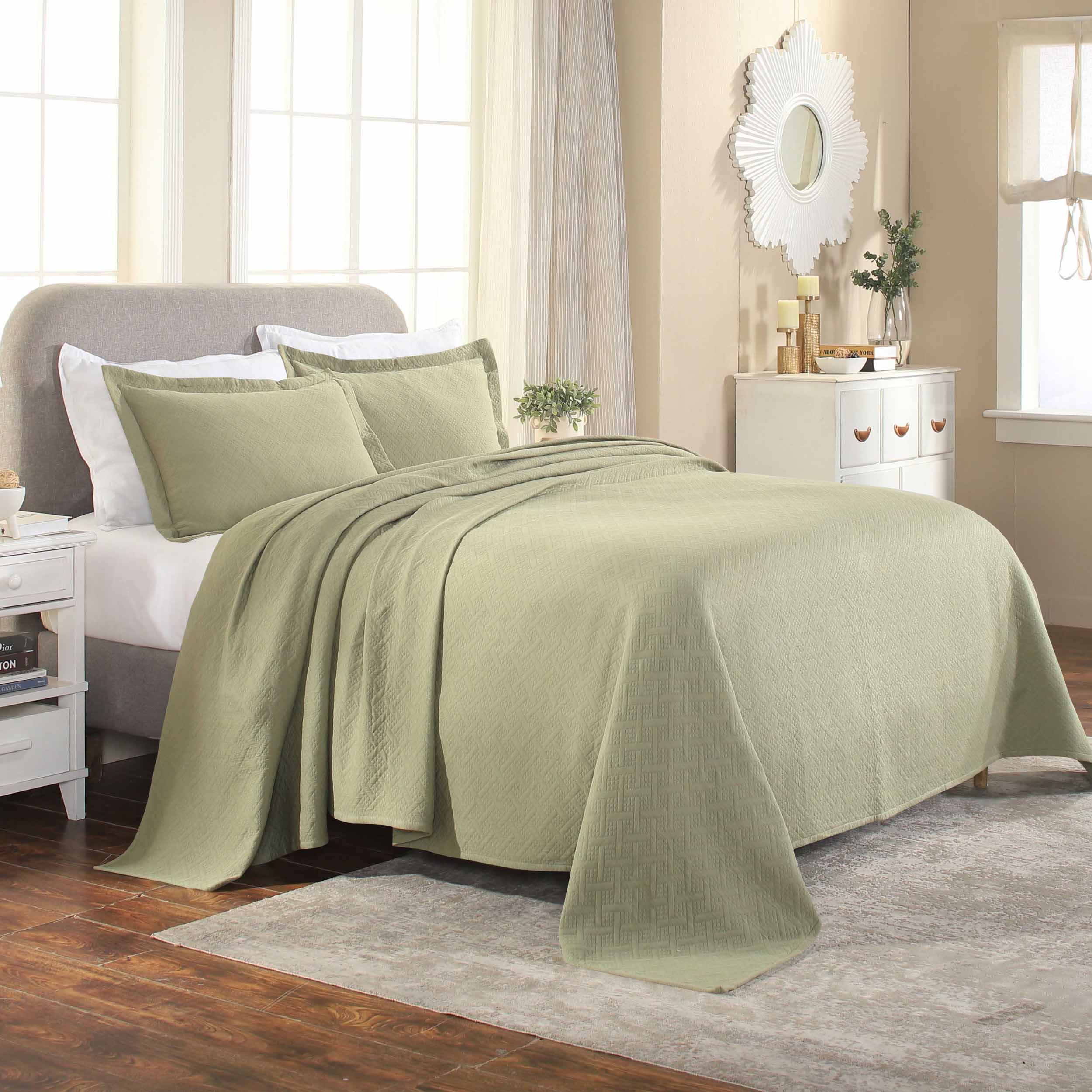 Basket Weave Matelasse Cotton Bedspread Set - Omnigoodsstore