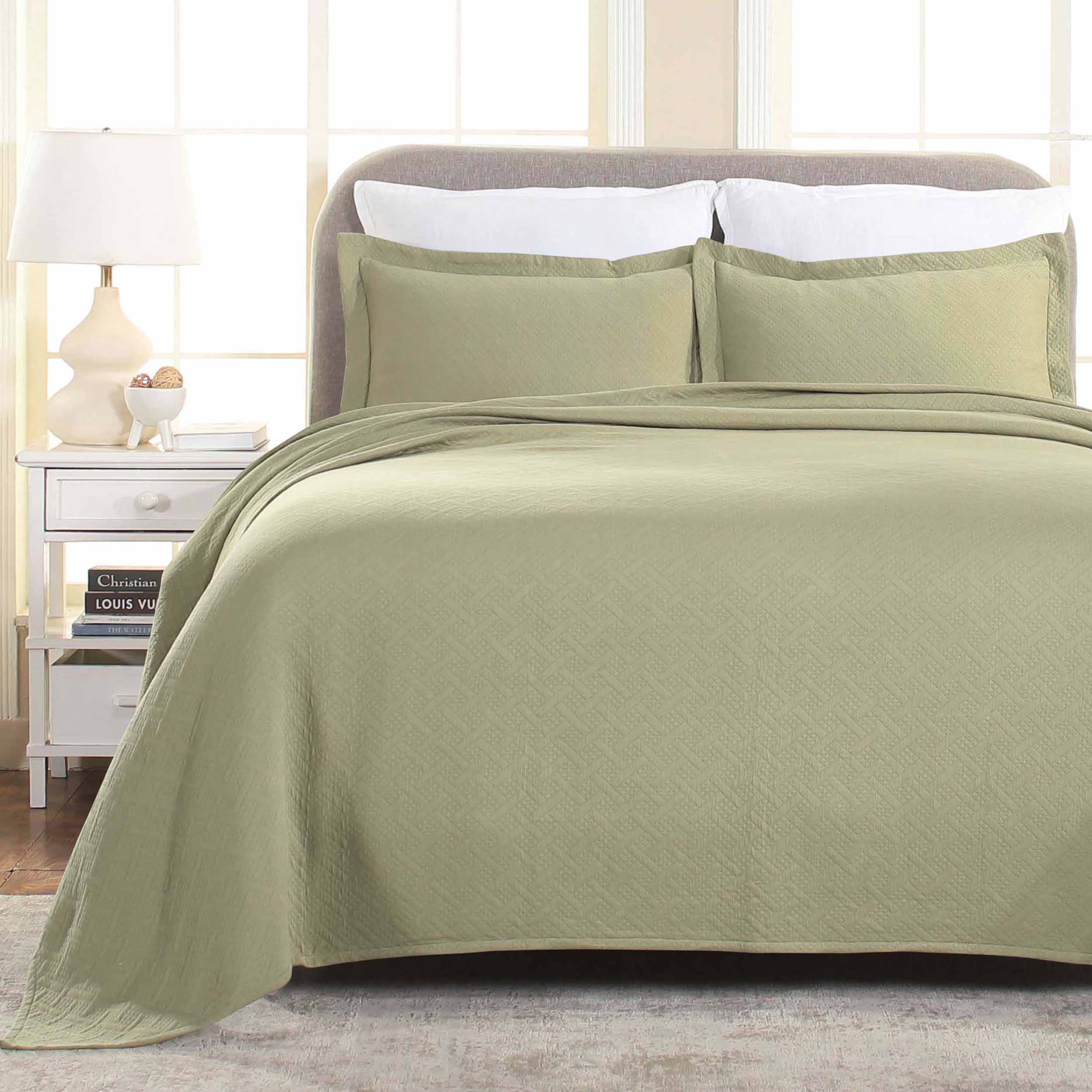 Basket Weave Matelasse Cotton Bedspread Set - Omnigoodsstore