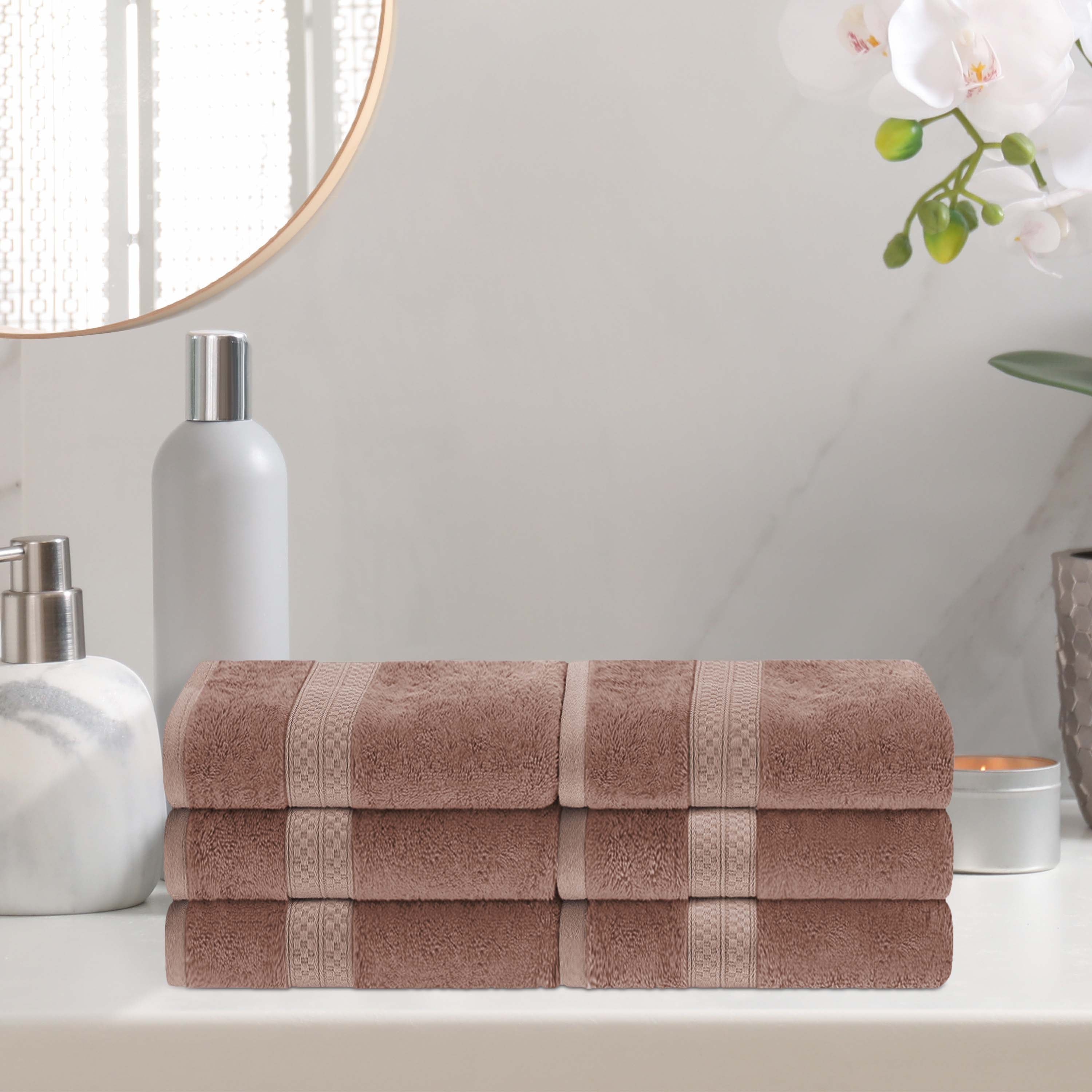 Rayon from Bamboo Blend Solid 6 Piece Hand Towel Set - Omnigoodsstore