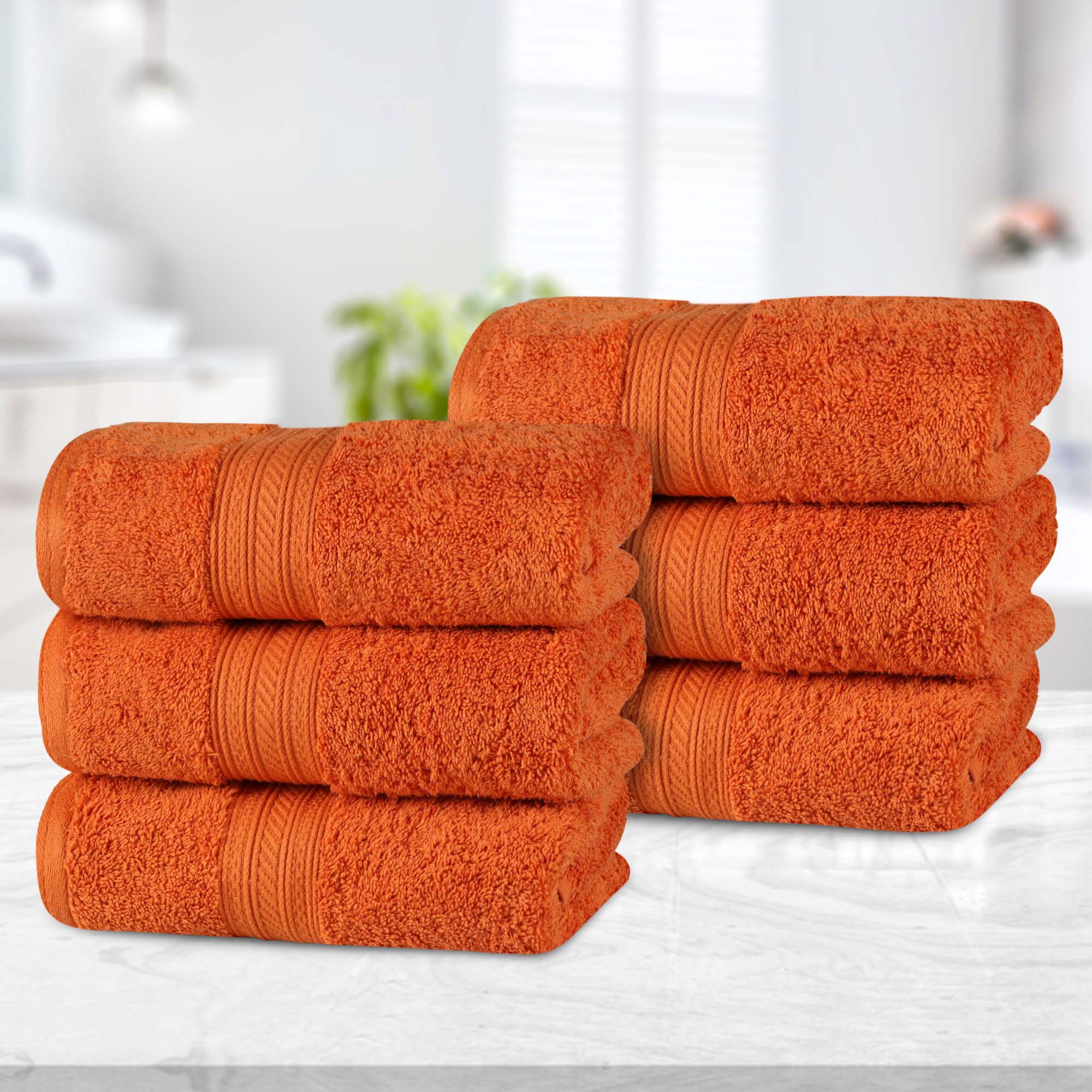 Atlas Cotton Plush Absorbent Heavyweight Luxury Hand Towel Set of 6 - Omnigoodsstore