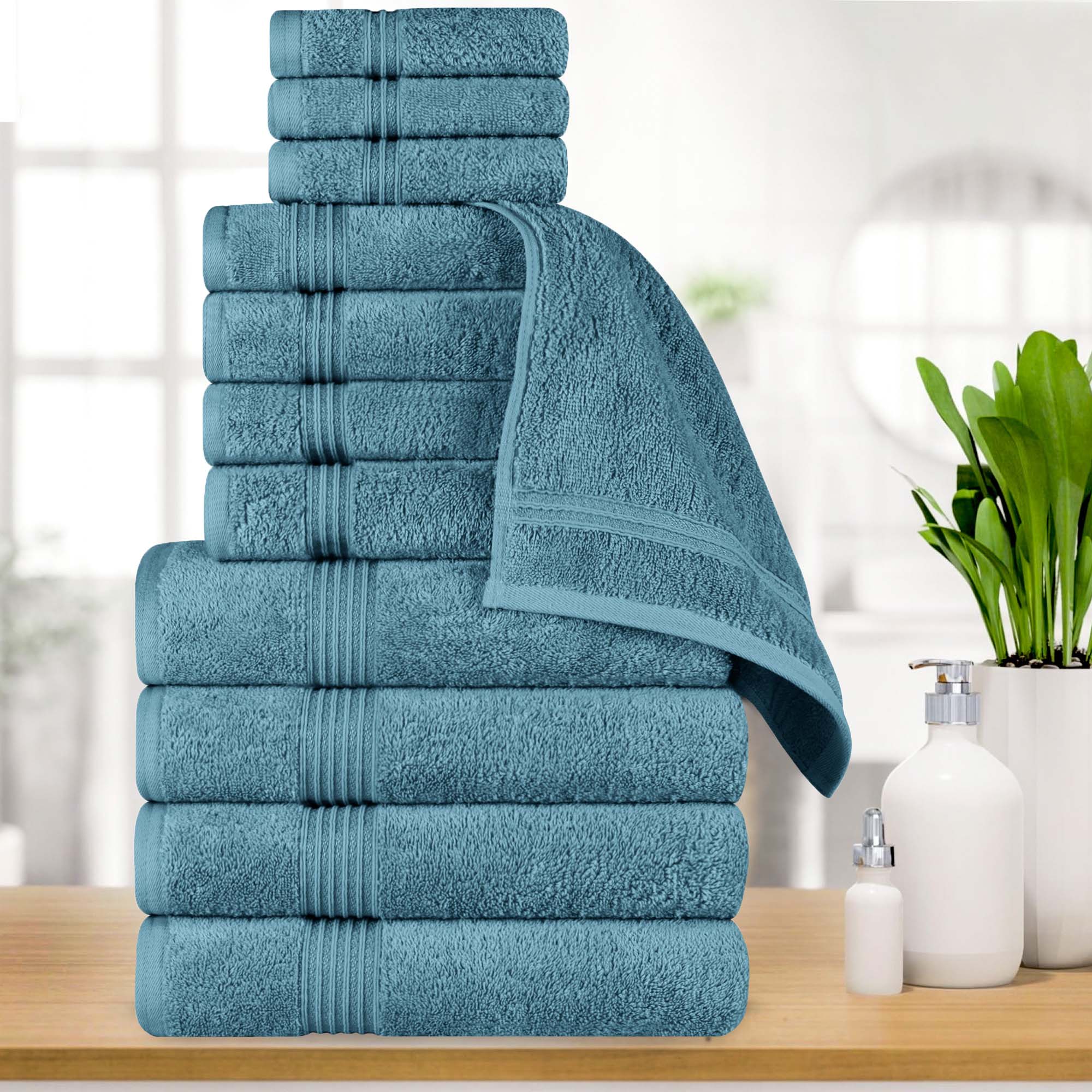 Egyptian Cotton Highly Absorbent Solid 12-Piece Ultra Soft Towel Set - Omnigoodsstore