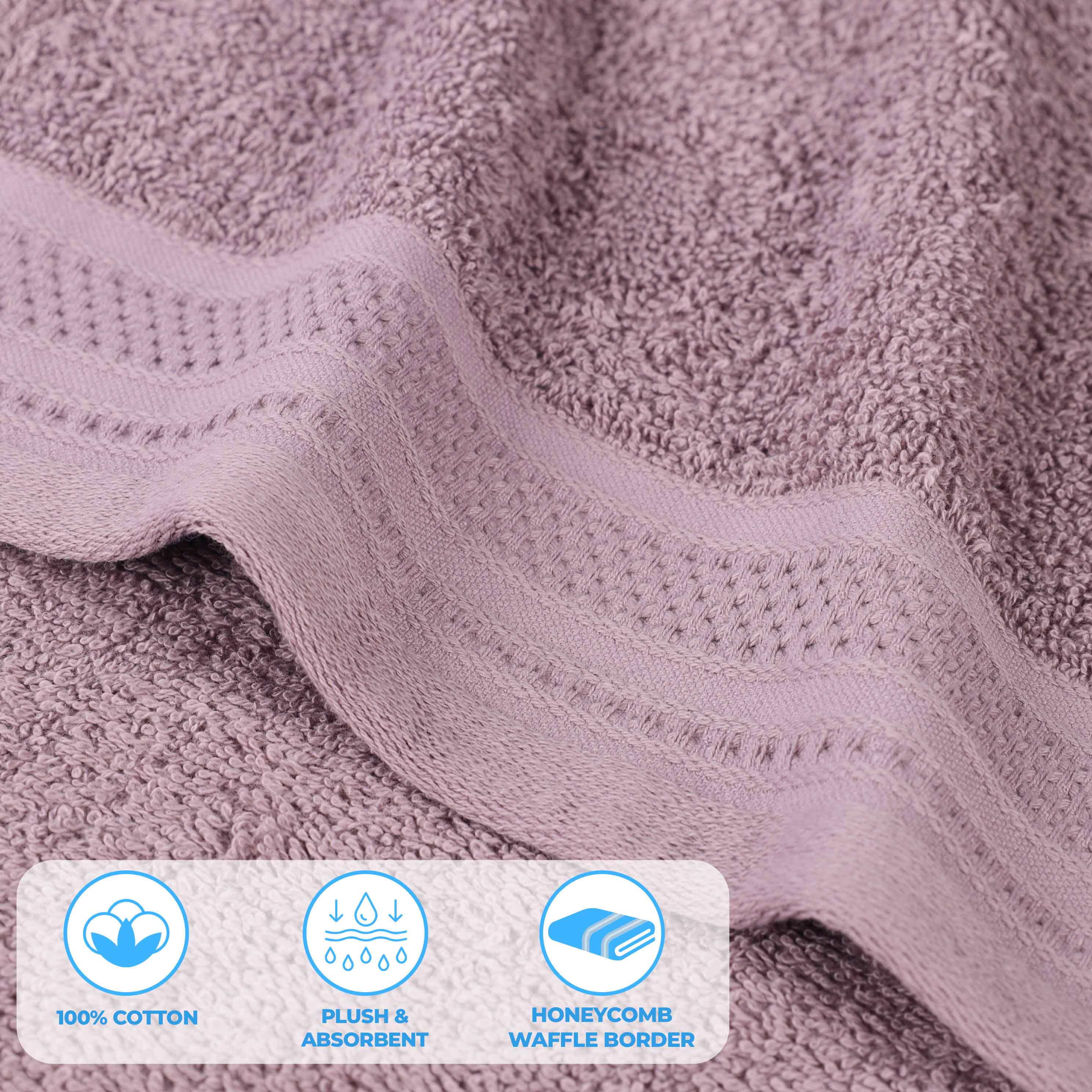 Honeycomb Textured Waffle Border Luxury Cotton Face Towels, Set of 12 - Omnigoodsstore
