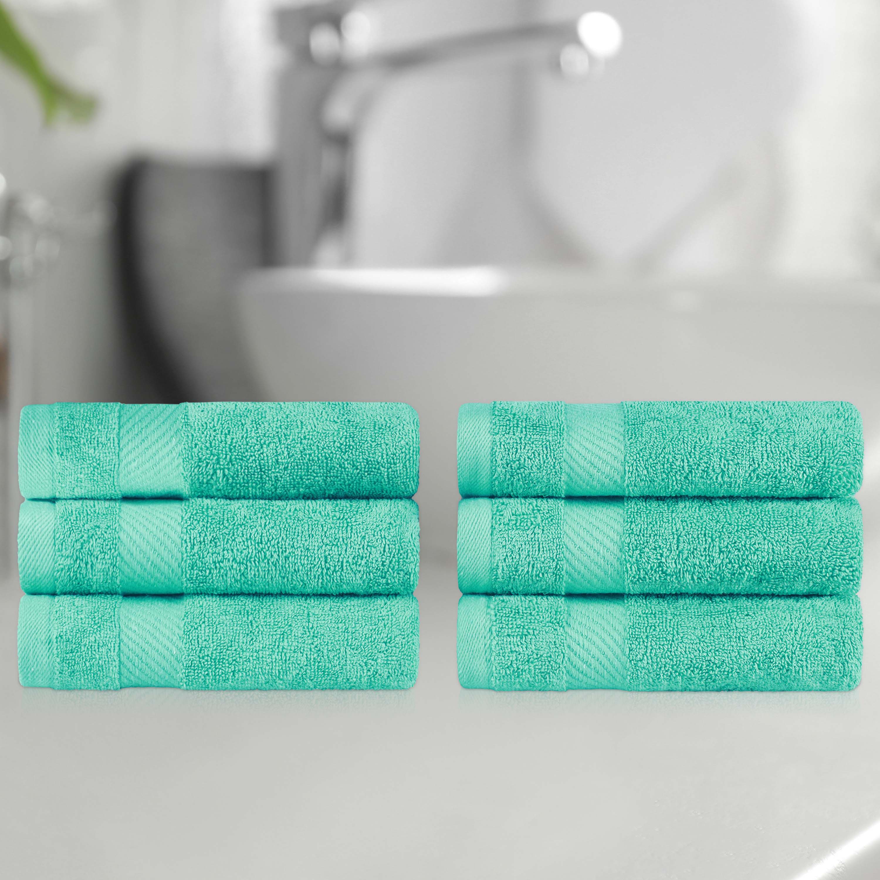 Kendell Egyptian Cotton 6 Piece Hand Towel Set with Dobby Border - Omnigoodsstore