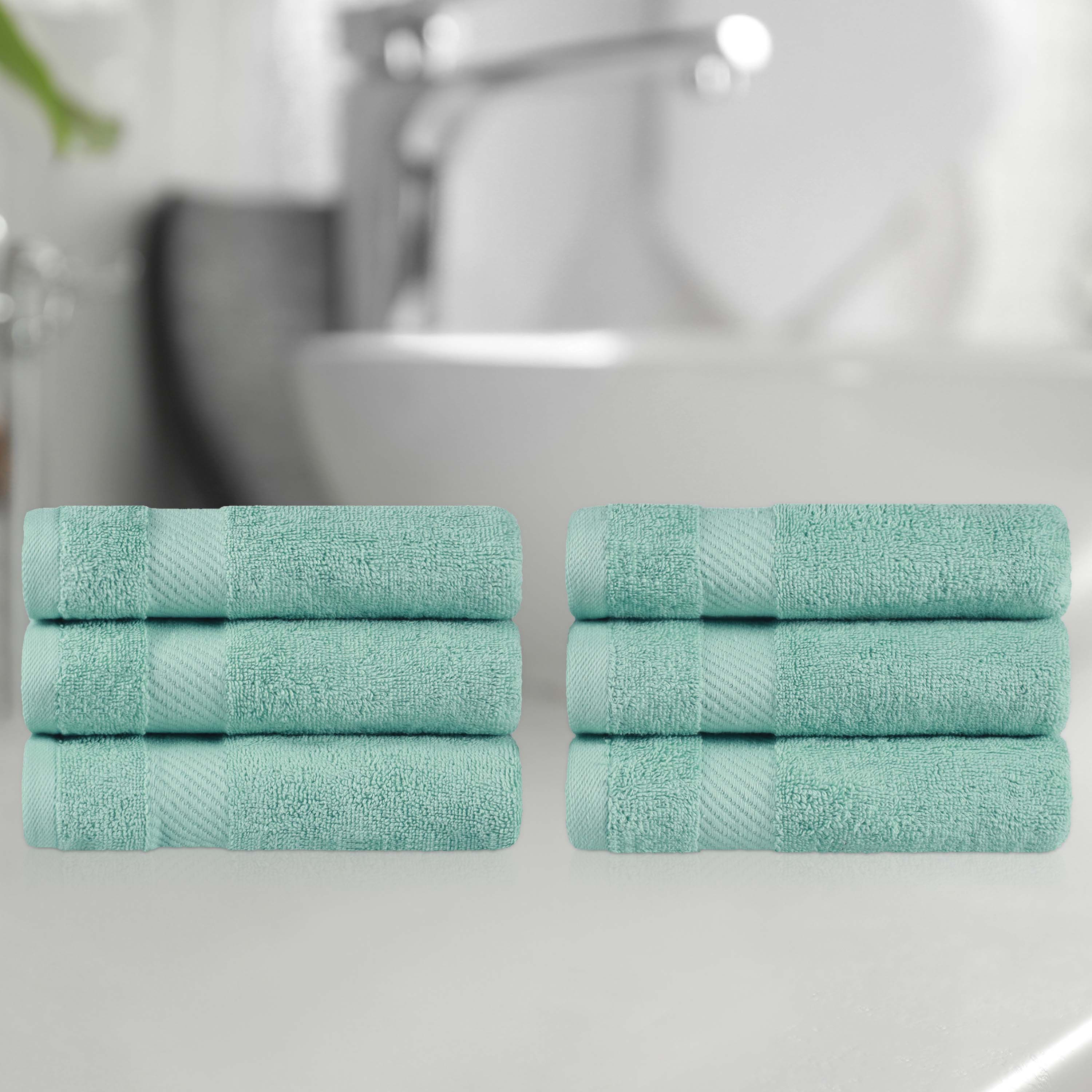 Kendell Egyptian Cotton 6 Piece Hand Towel Set with Dobby Border - Omnigoodsstore
