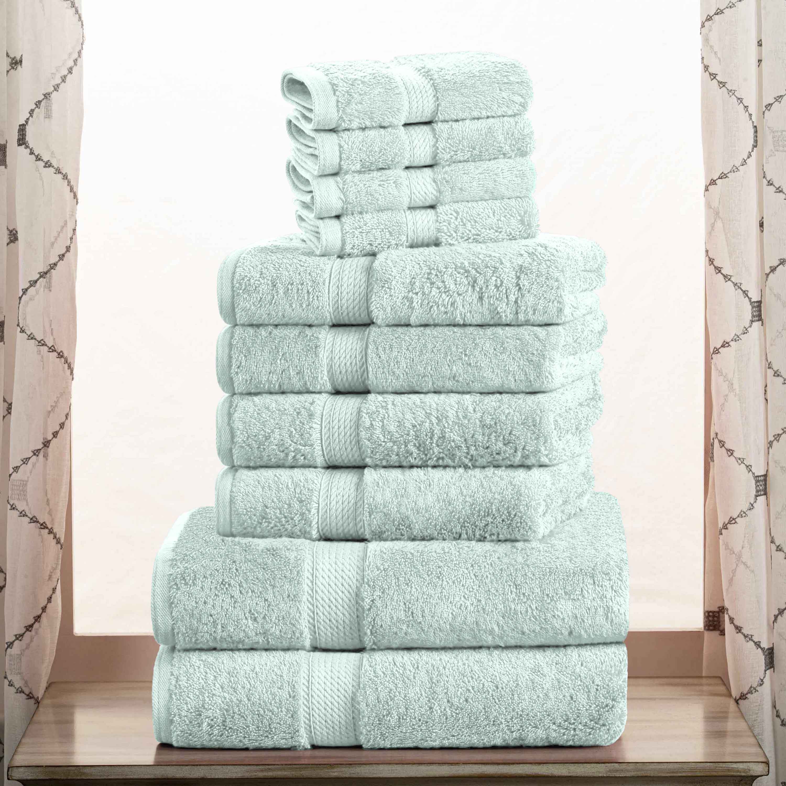 Egyptian Cotton Pile Plush Heavyweight Luxury Soft 10-Piece Towel Set - Omnigoodsstore