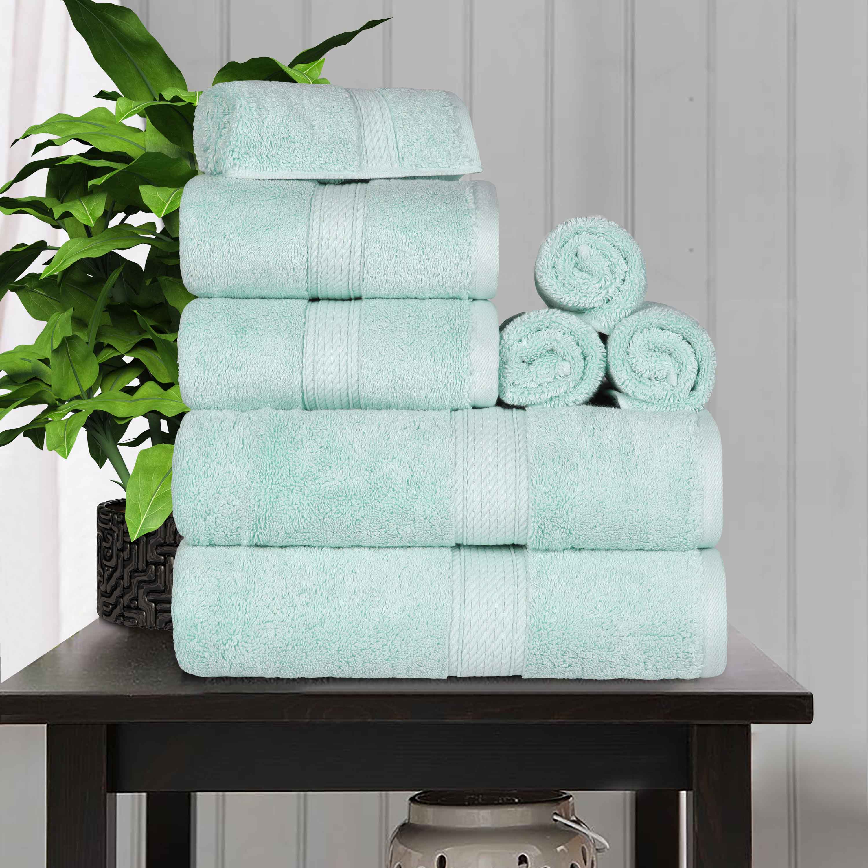 Egyptian Cotton Pile Plush Heavyweight Luxury Soft 8-Piece Towel Set - Omnigoodsstore