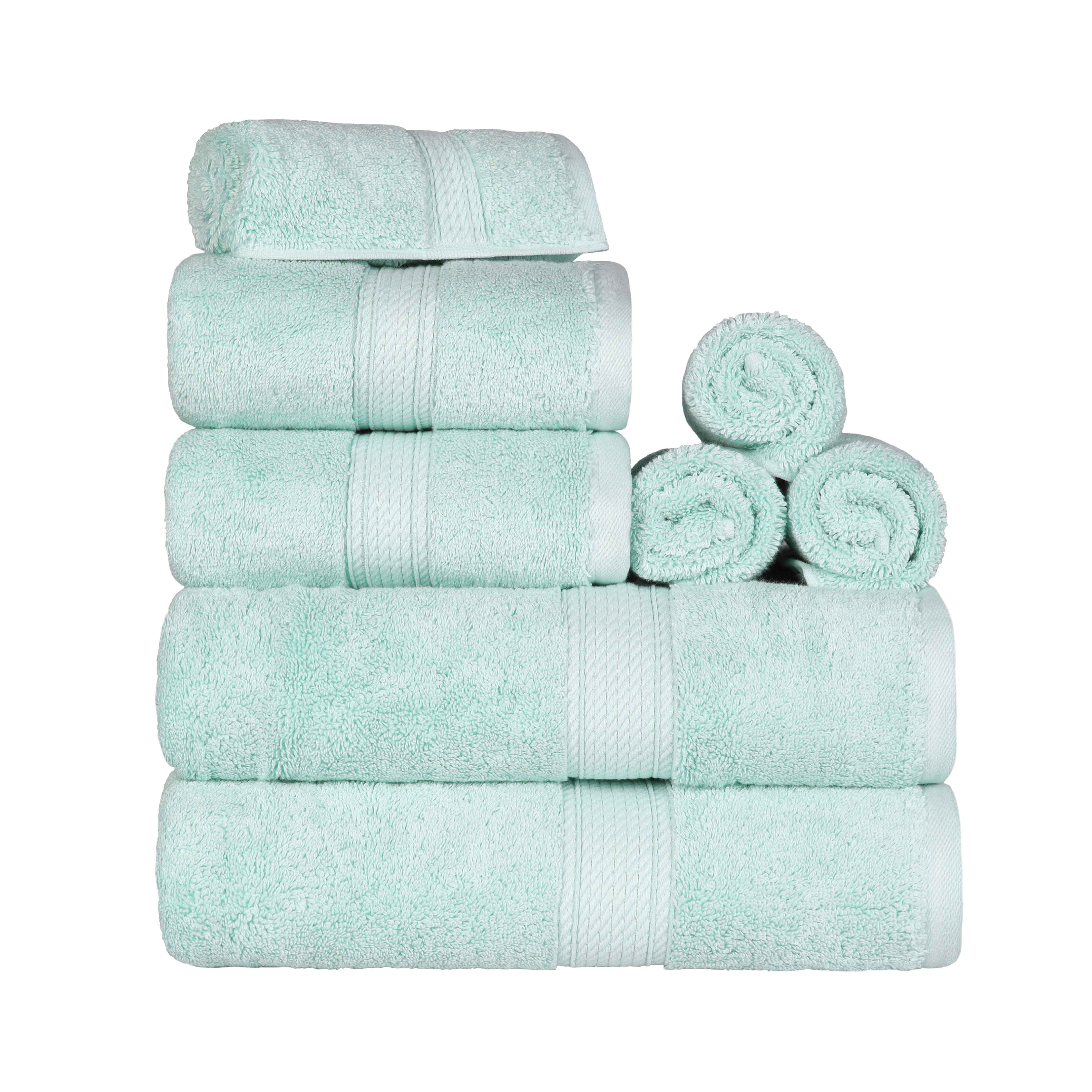 Egyptian Cotton Pile Plush Heavyweight Luxury Soft 8-Piece Towel Set - Omnigoodsstore
