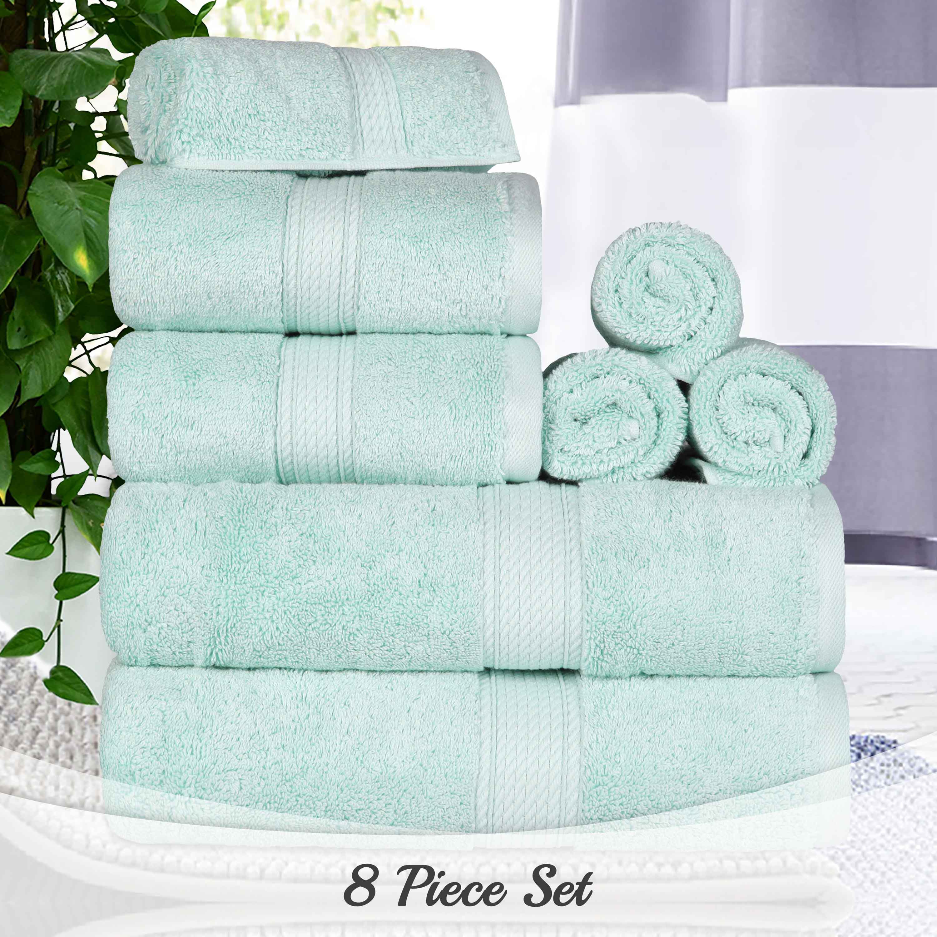 Egyptian Cotton Pile Plush Heavyweight Luxury Soft 8-Piece Towel Set - Omnigoodsstore