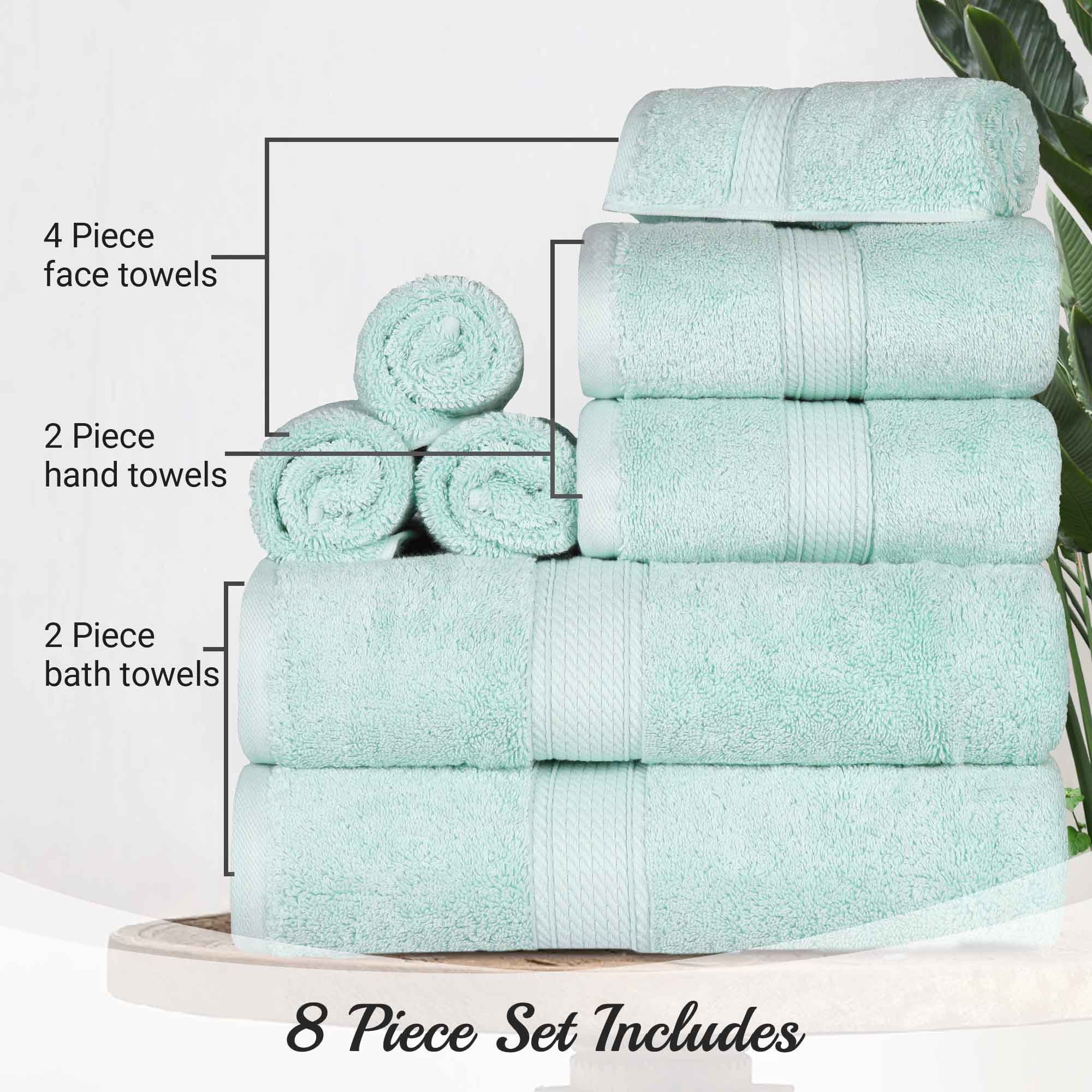 Egyptian Cotton Pile Plush Heavyweight Luxury Soft 8-Piece Towel Set - Omnigoodsstore