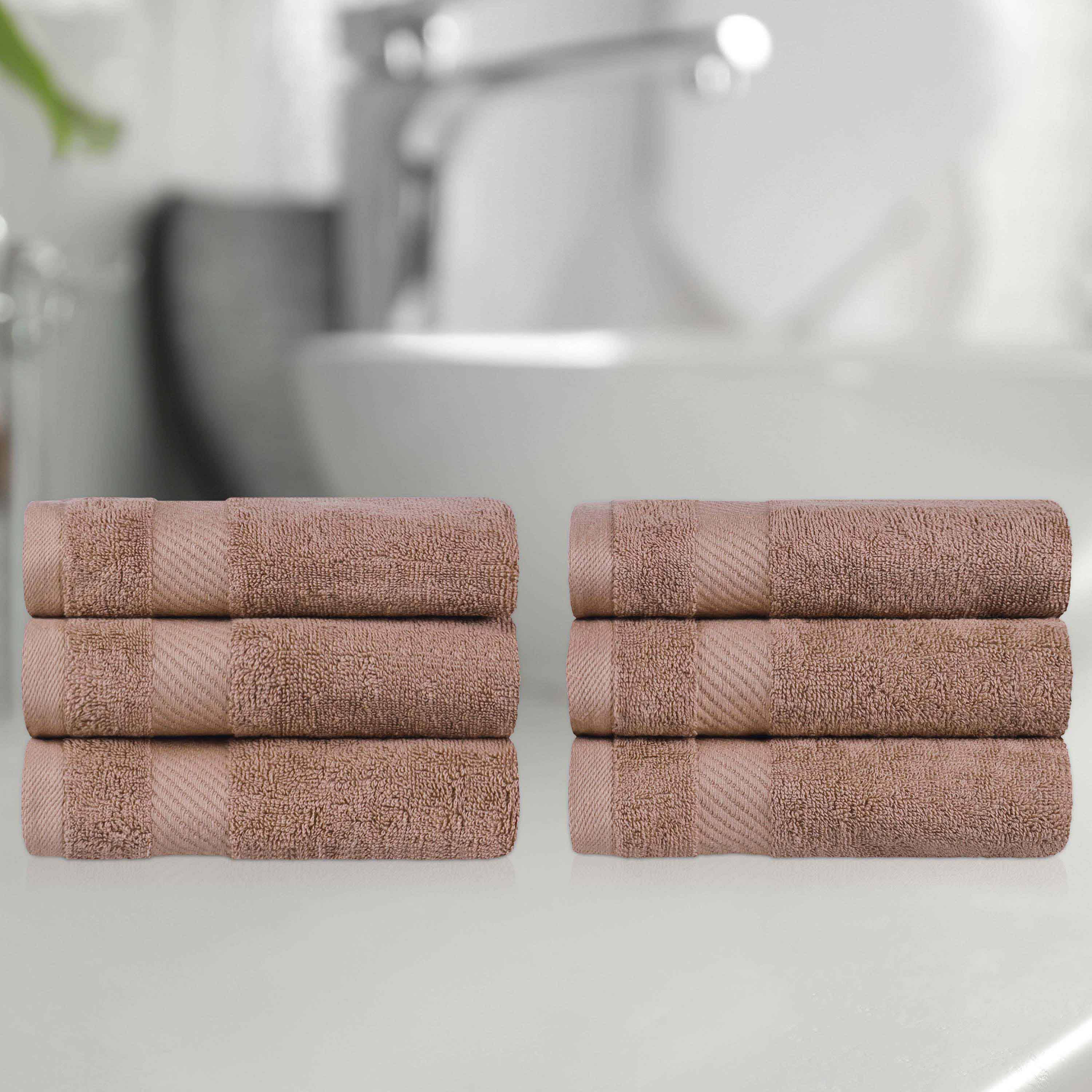 Kendell Egyptian Cotton 6 Piece Hand Towel Set with Dobby Border - Omnigoodsstore