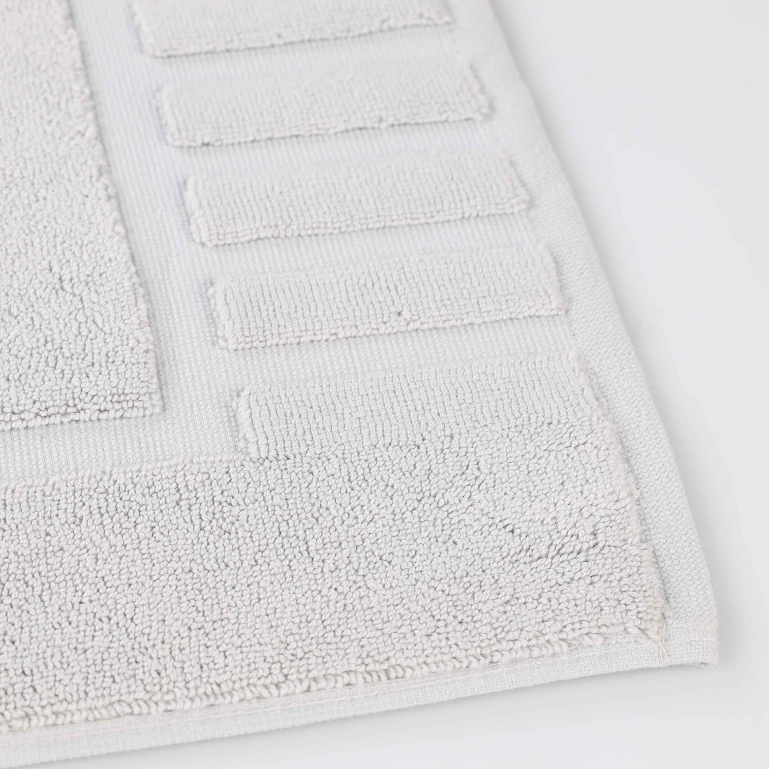 Leo Cotton Solid Modern Geometric Border Absorbent Bath Mat, Set of 2 - Omnigoodsstore