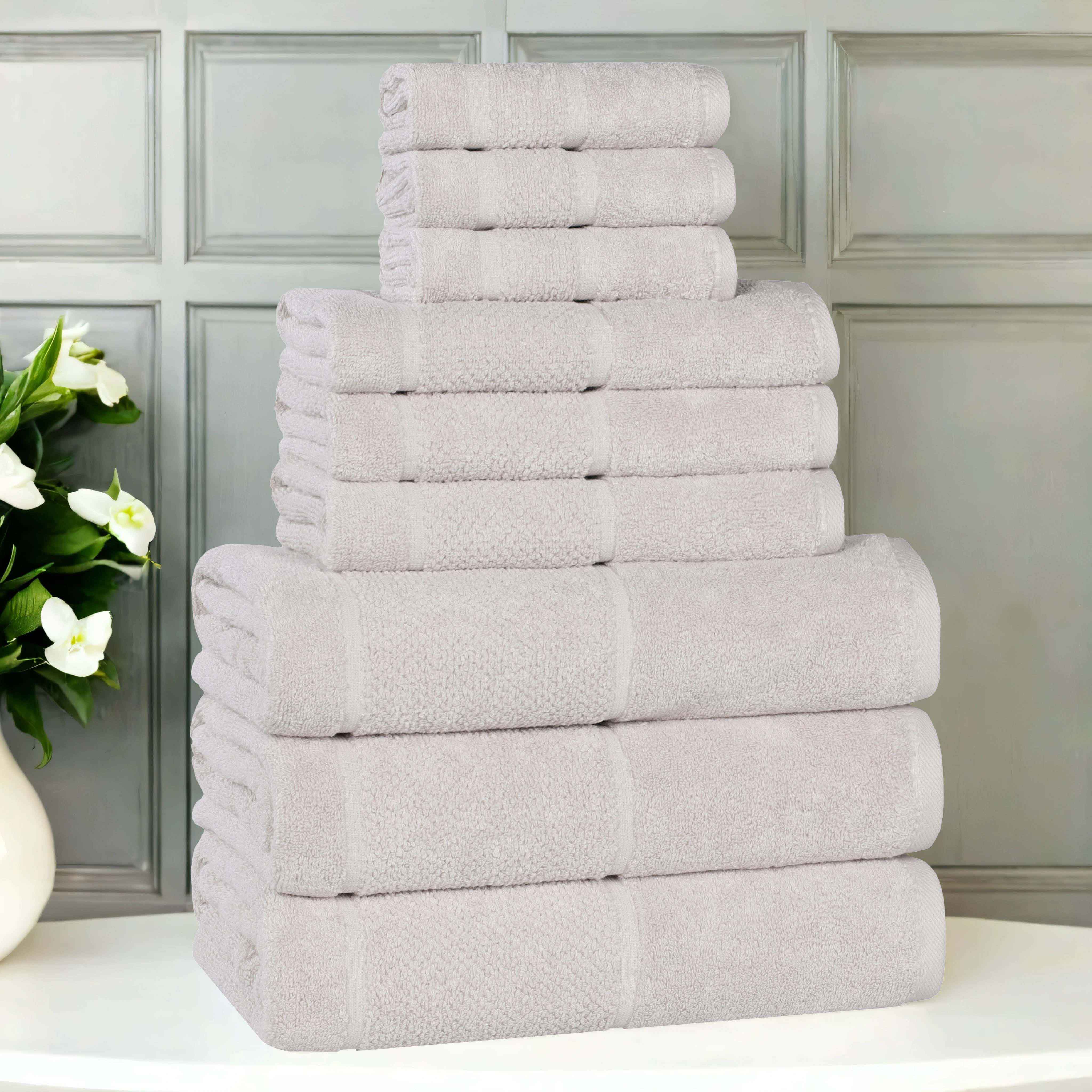 Mile Smart Twist Cotton Solid Broad Border 9 Piece Towel Set - Omnigoodsstore