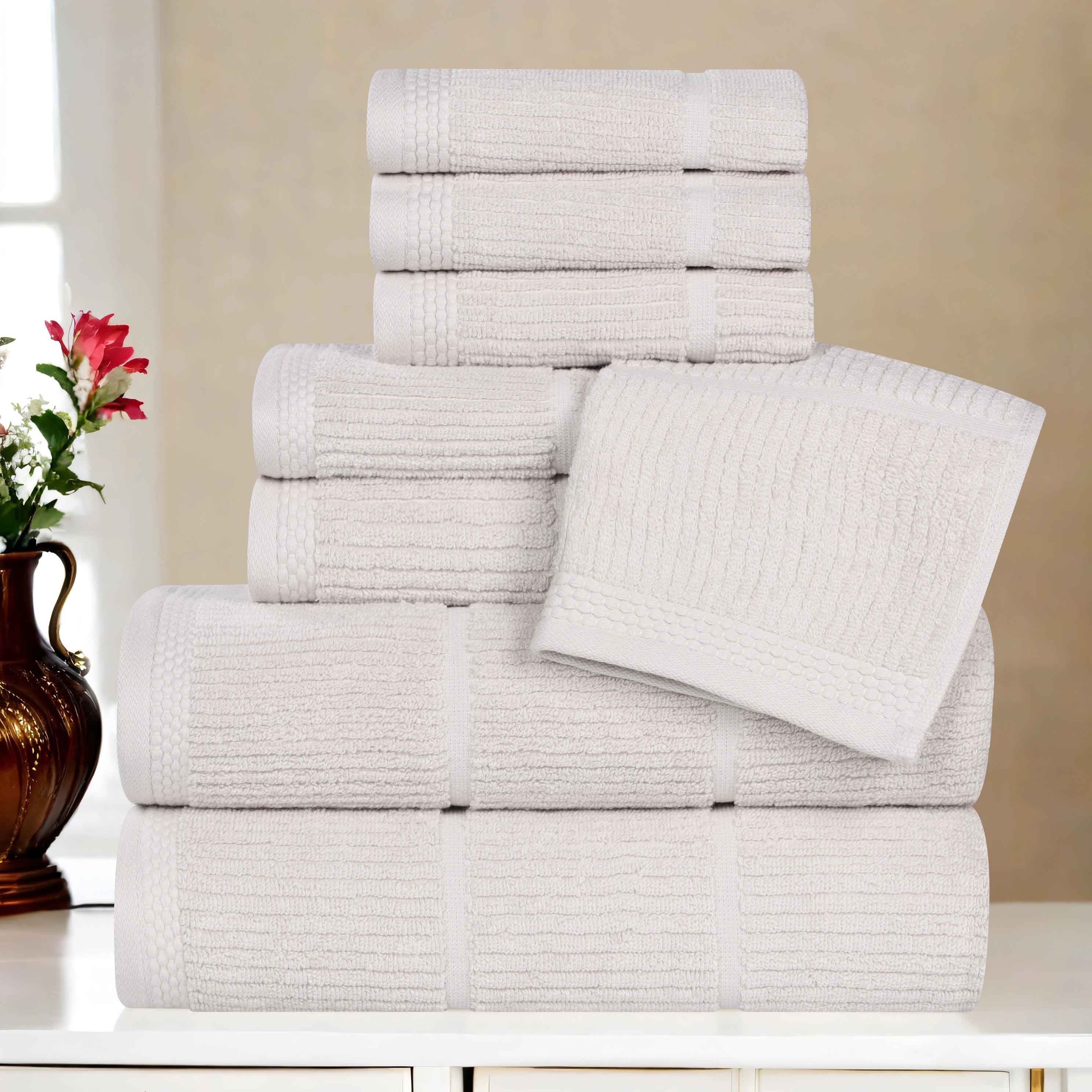 Milo Smart Twist Cotton Solid Ribbed Design 8 Piece Towel Set - Omnigoodsstore