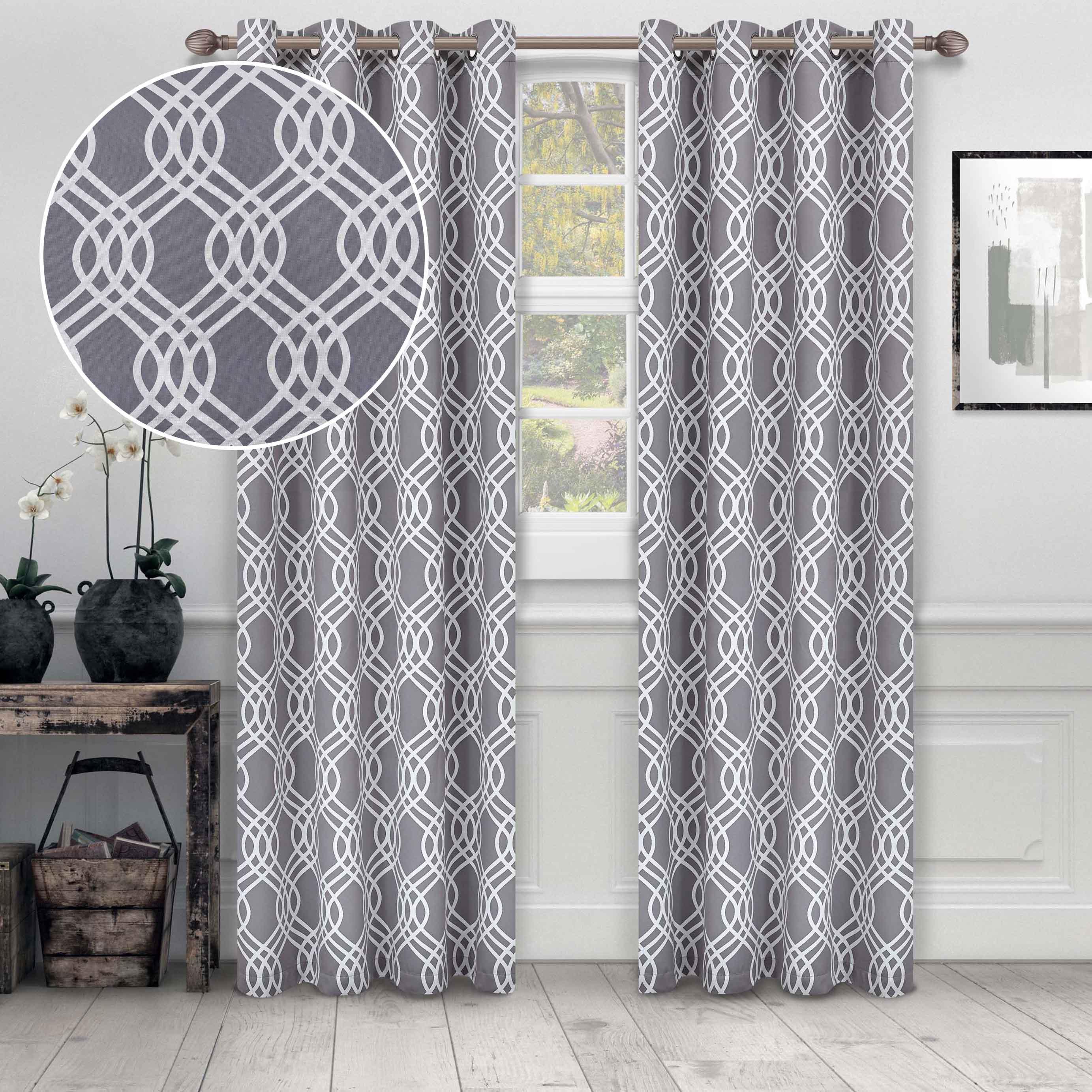 Ribbon Trellis Washable Room Darkening Blackout Curtain Panel Set - Omnigoodsstore