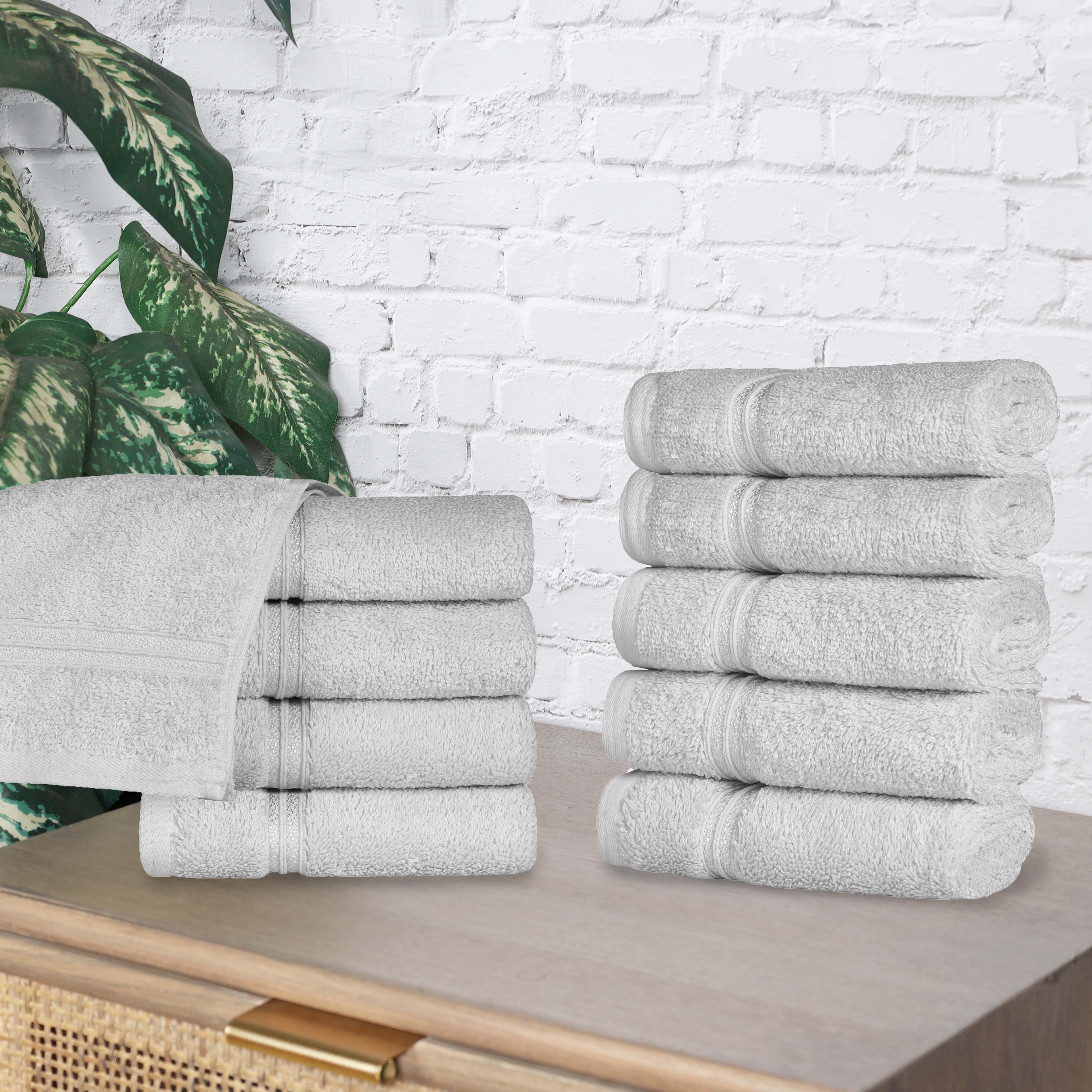 Egyptian Cotton Solid Face Towel Set of 10 - Omnigoodsstore