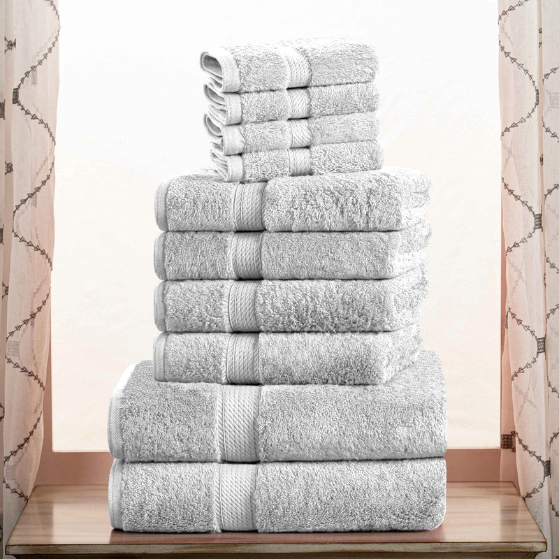 Egyptian Cotton Pile Plush Heavyweight Luxury Soft 10-Piece Towel Set - Omnigoodsstore